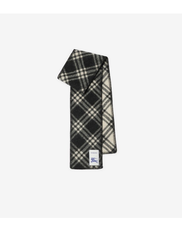 Narrow Check Wool Scarf