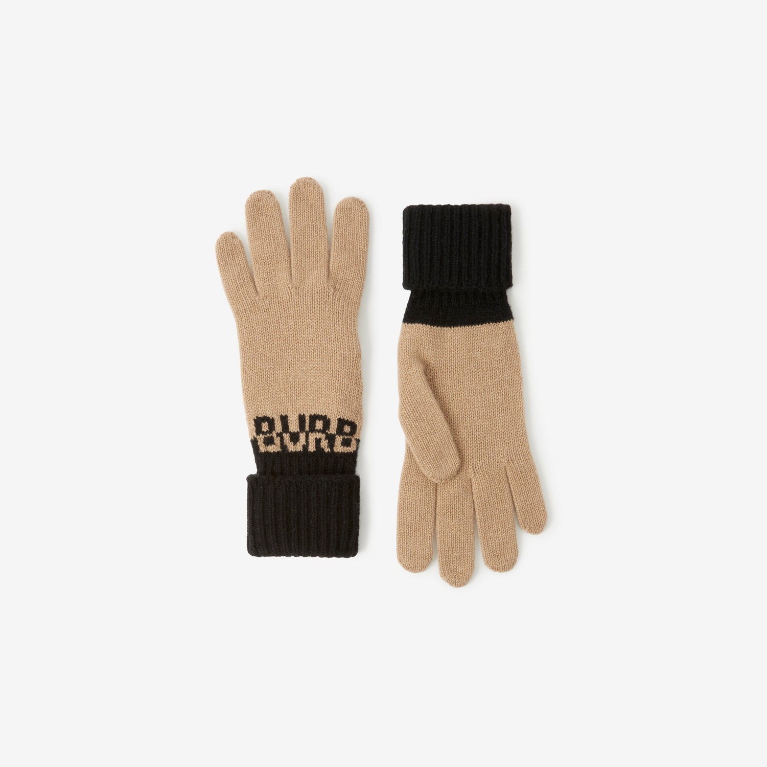 Logo Intarsia Two-tone Cashmere Gloves in Archive beige/black - Men | Burberry® Official