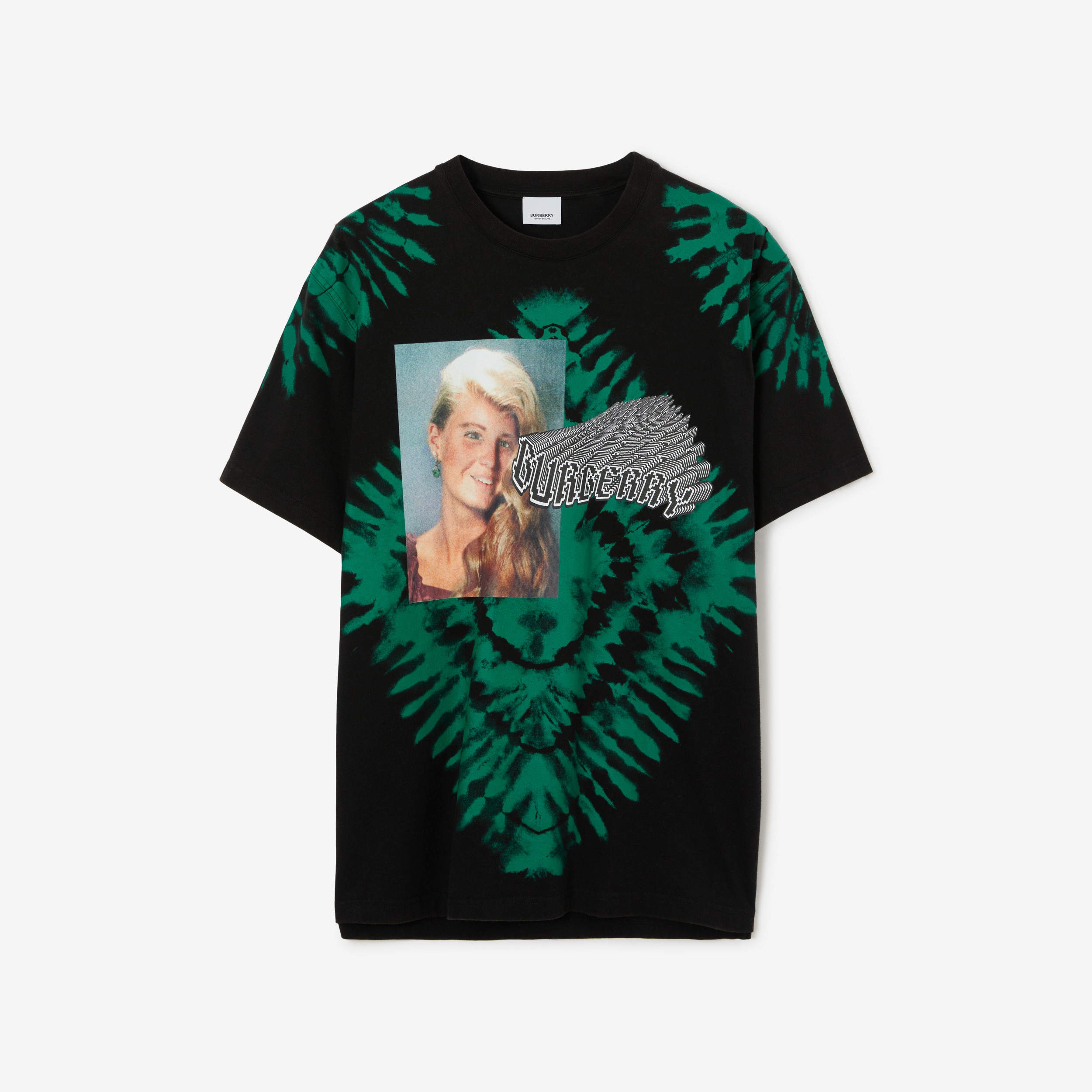 Camiseta en algodón con collage (Negro/verde) - Hombre | Burberry® oficial - 1