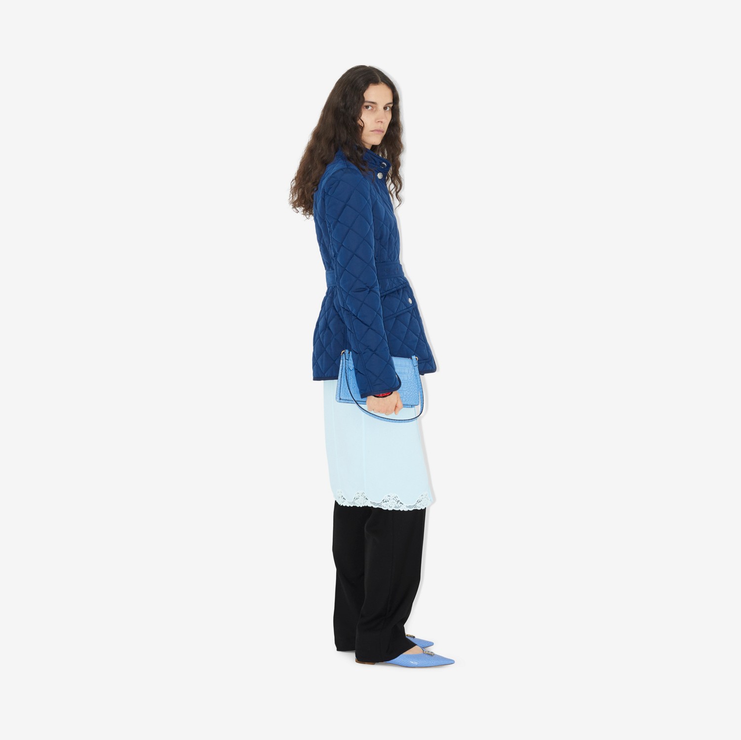 Nyloncanvas-Jacke in Rautensteppung (Sattes Marineblau) - Damen | Burberry®