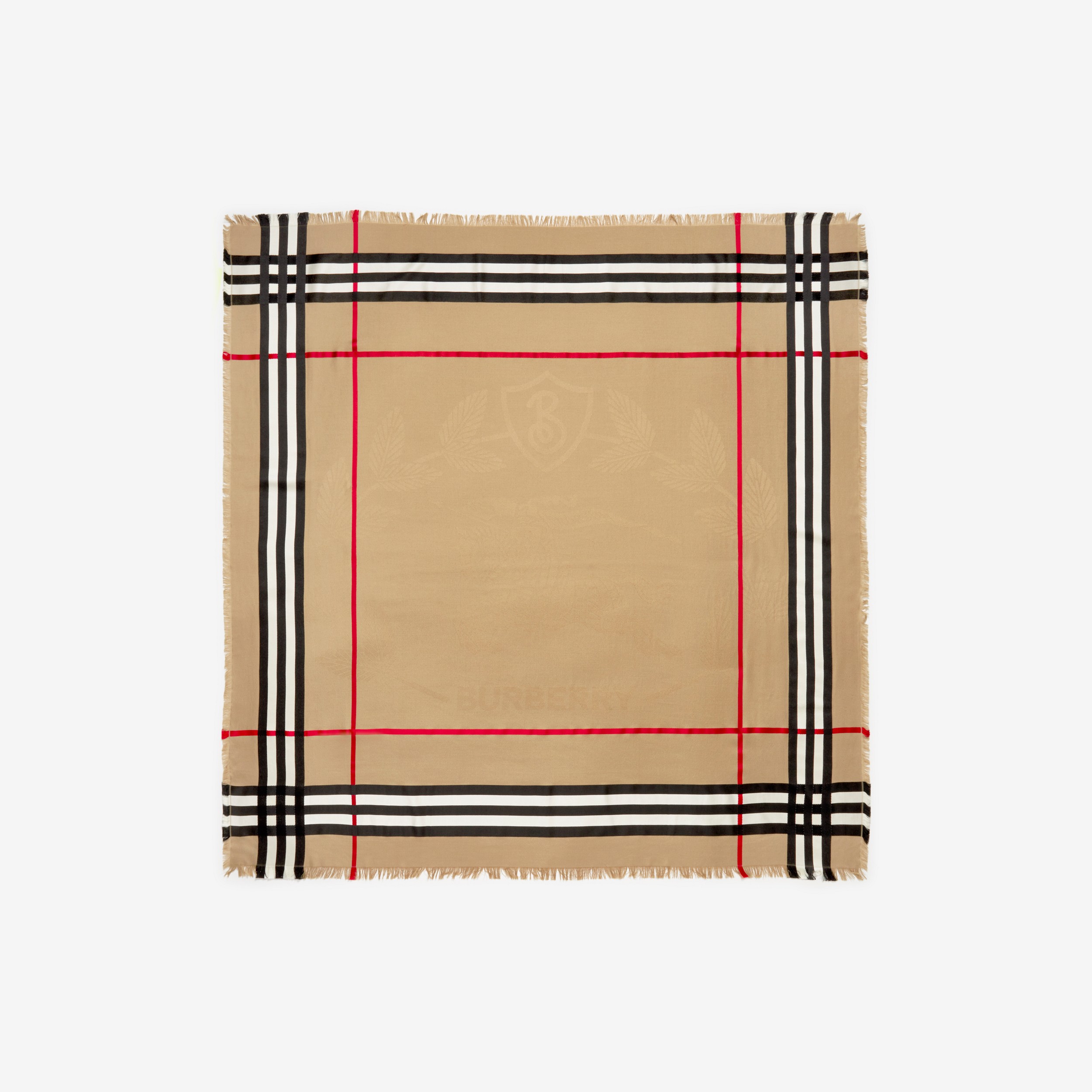 Montage Print Silk Wool Large Square Scarf in Archive Beige | Burberry® Official - 2
