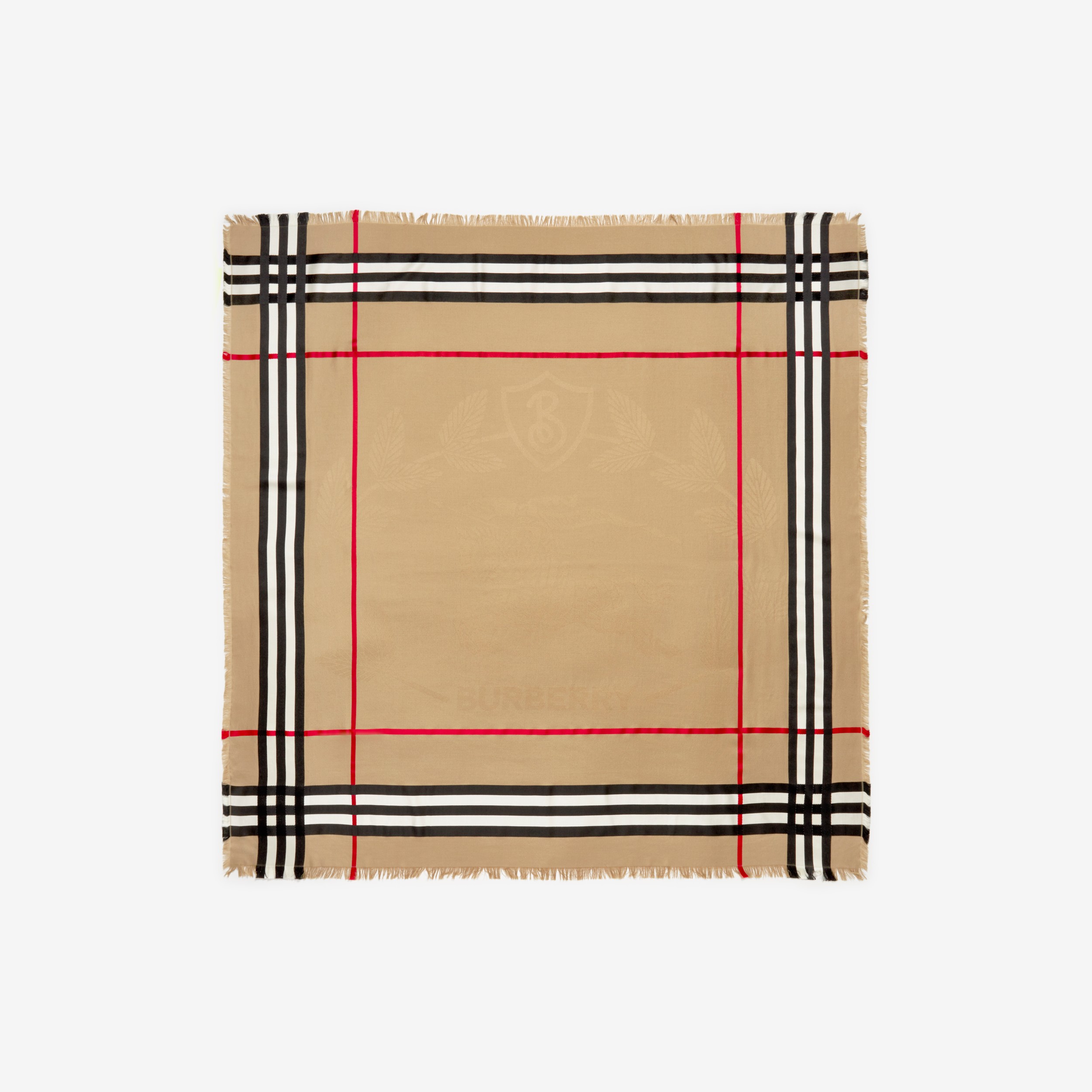 Lenço grande de lã e seda com estampa de montagem (Bege Clássico) | Burberry® oficial - 2