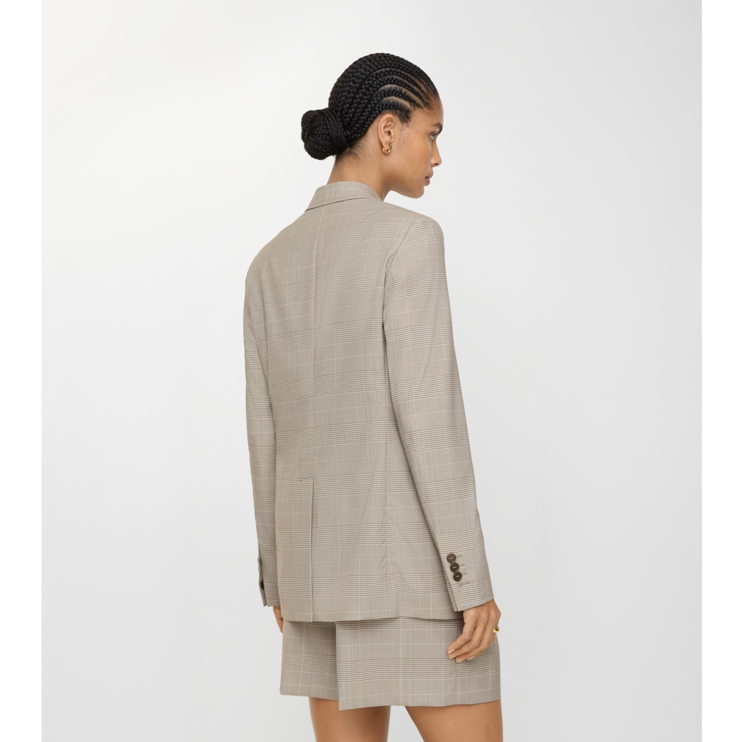 Check Wool Tailored Jacket in Cloudy white/mountain green - Women | Burberry® Official