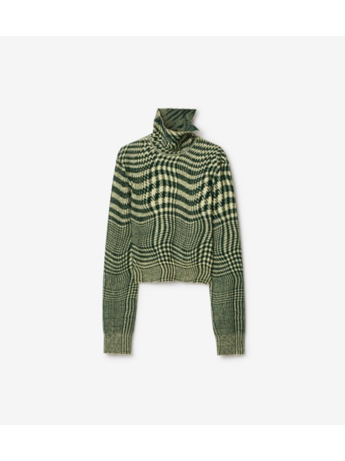 Burberry Warped Houndstooth Wool Blend Sweater In Sherbet
