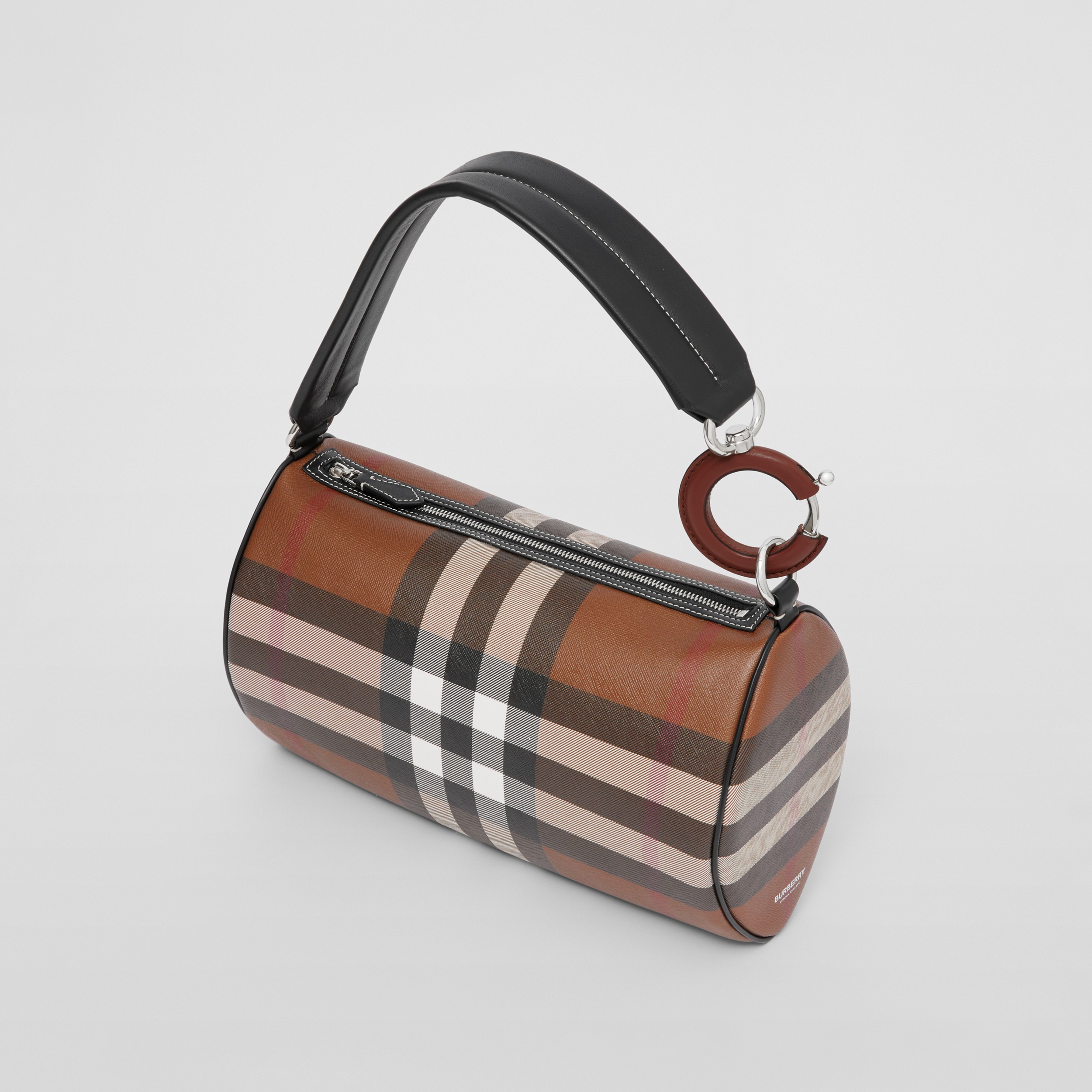 Exaggerated Check and Leather Small Rhombi Bag in Dark Birch Brown - Women | Burberry® Official - 3