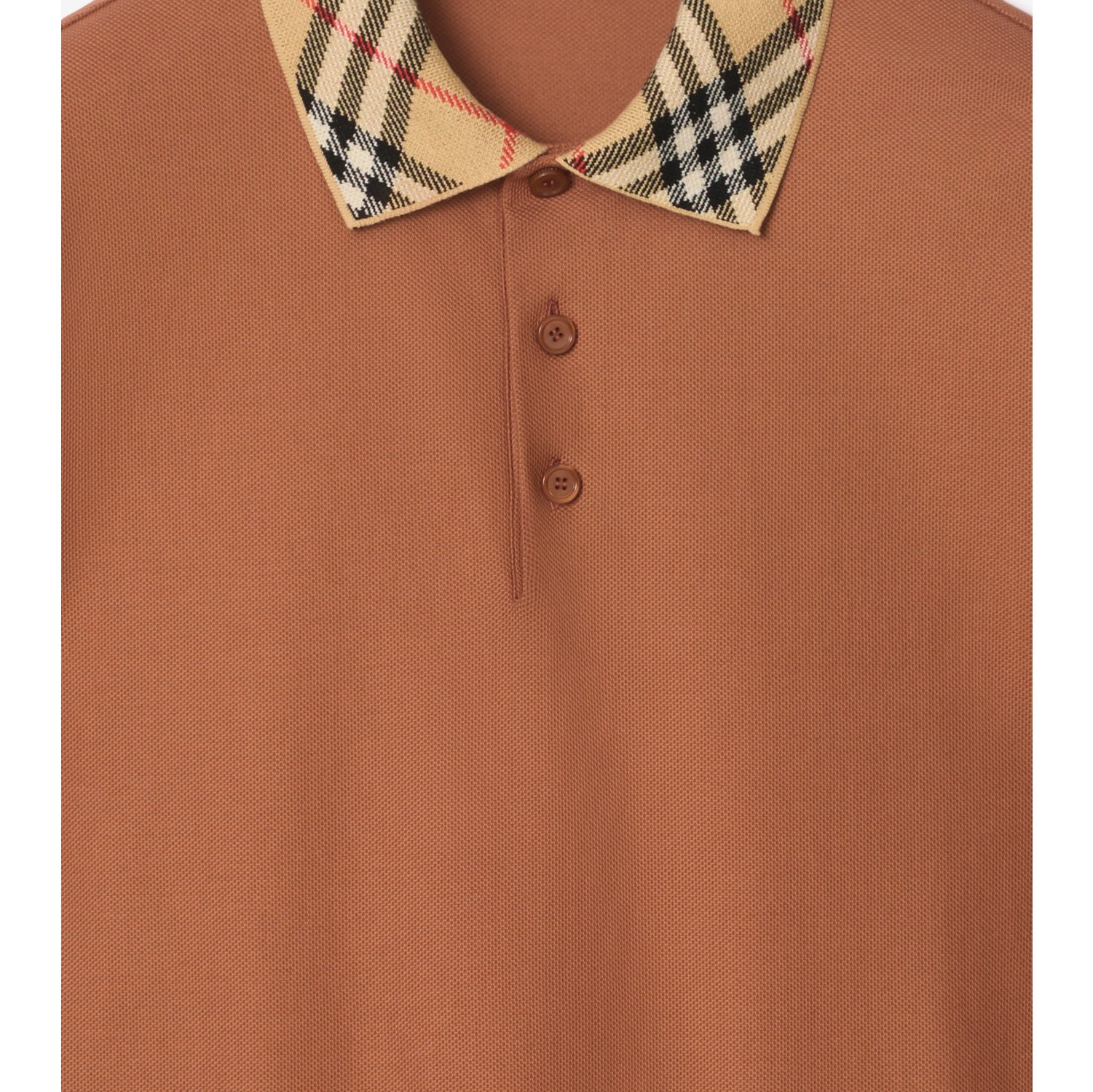 Check Collar Cotton Polo Shirt in Ginger brown - Men | Burberry® Official