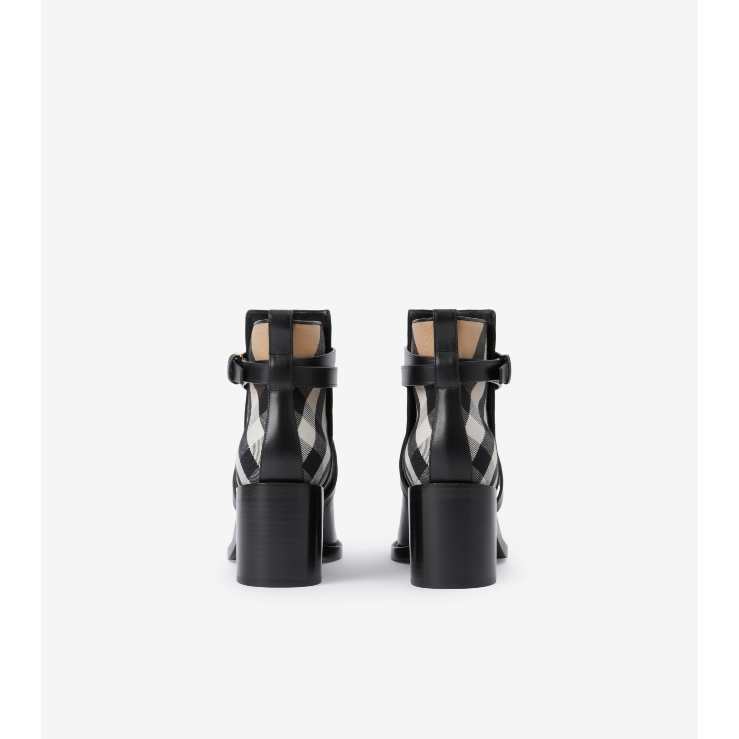 Check and Leather Heel Boots - thumbnail 3