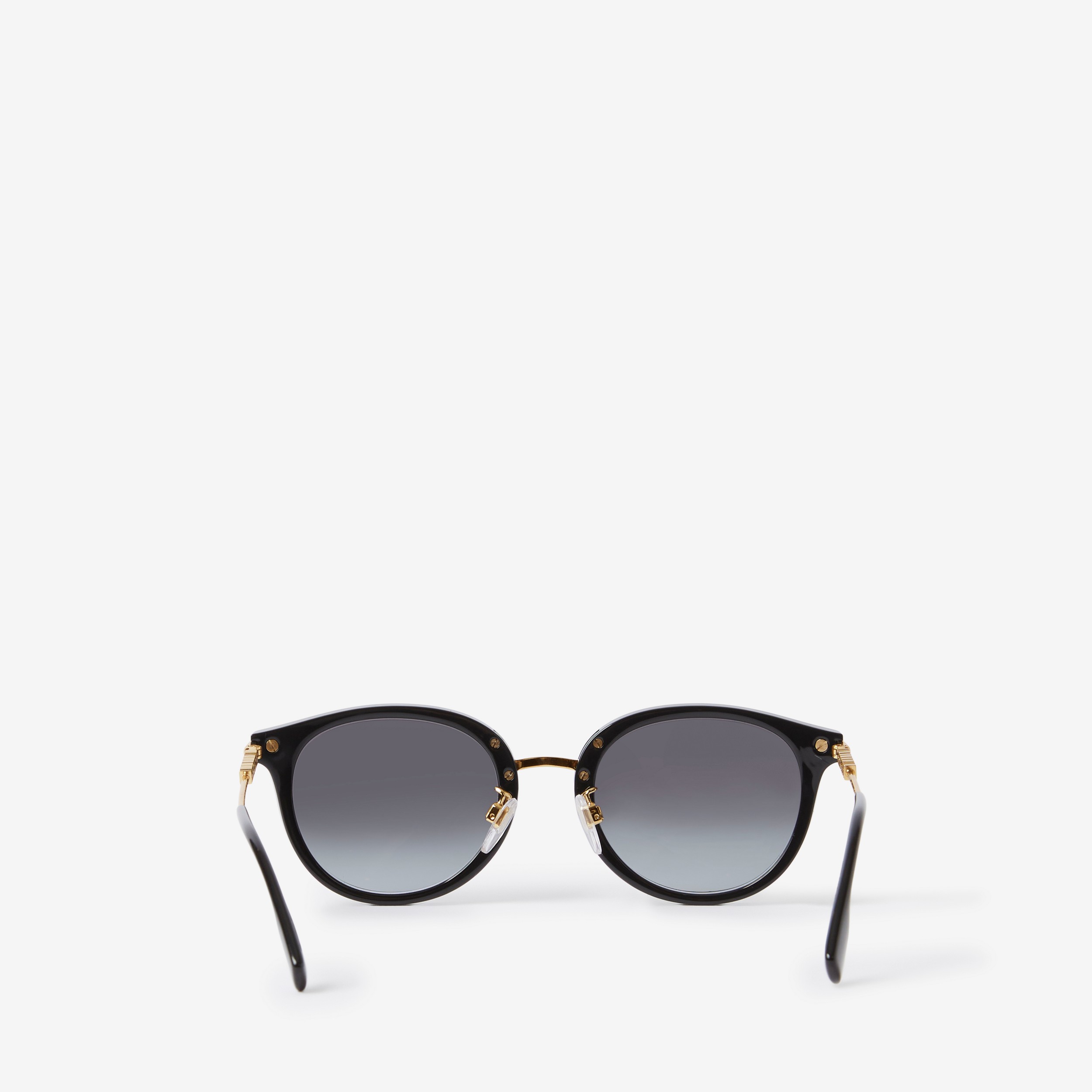 Round Frame Sunglasses in Black/light Gold - Women | Burberry® Official - 3