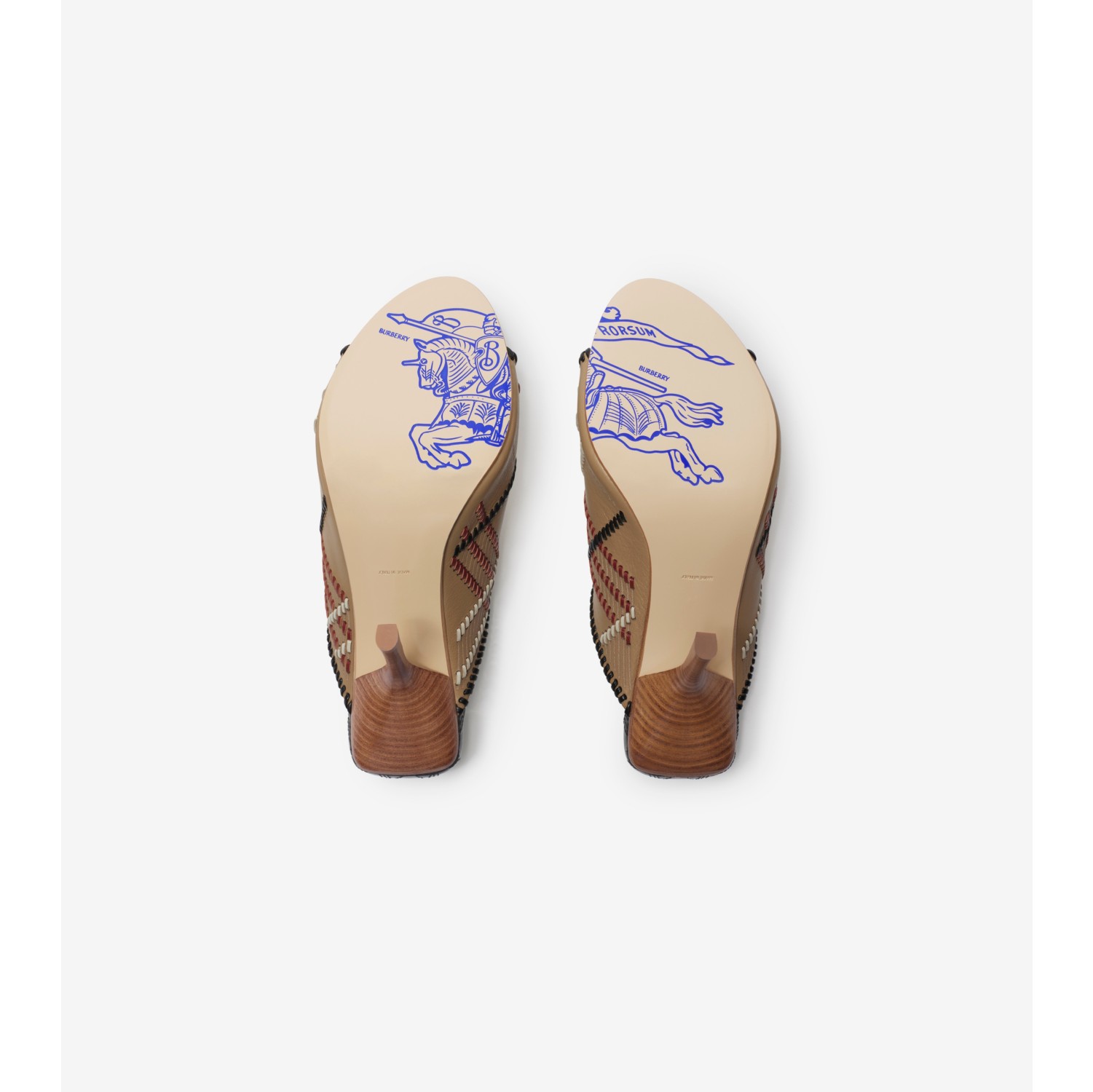 Check Leather Cabana Mules