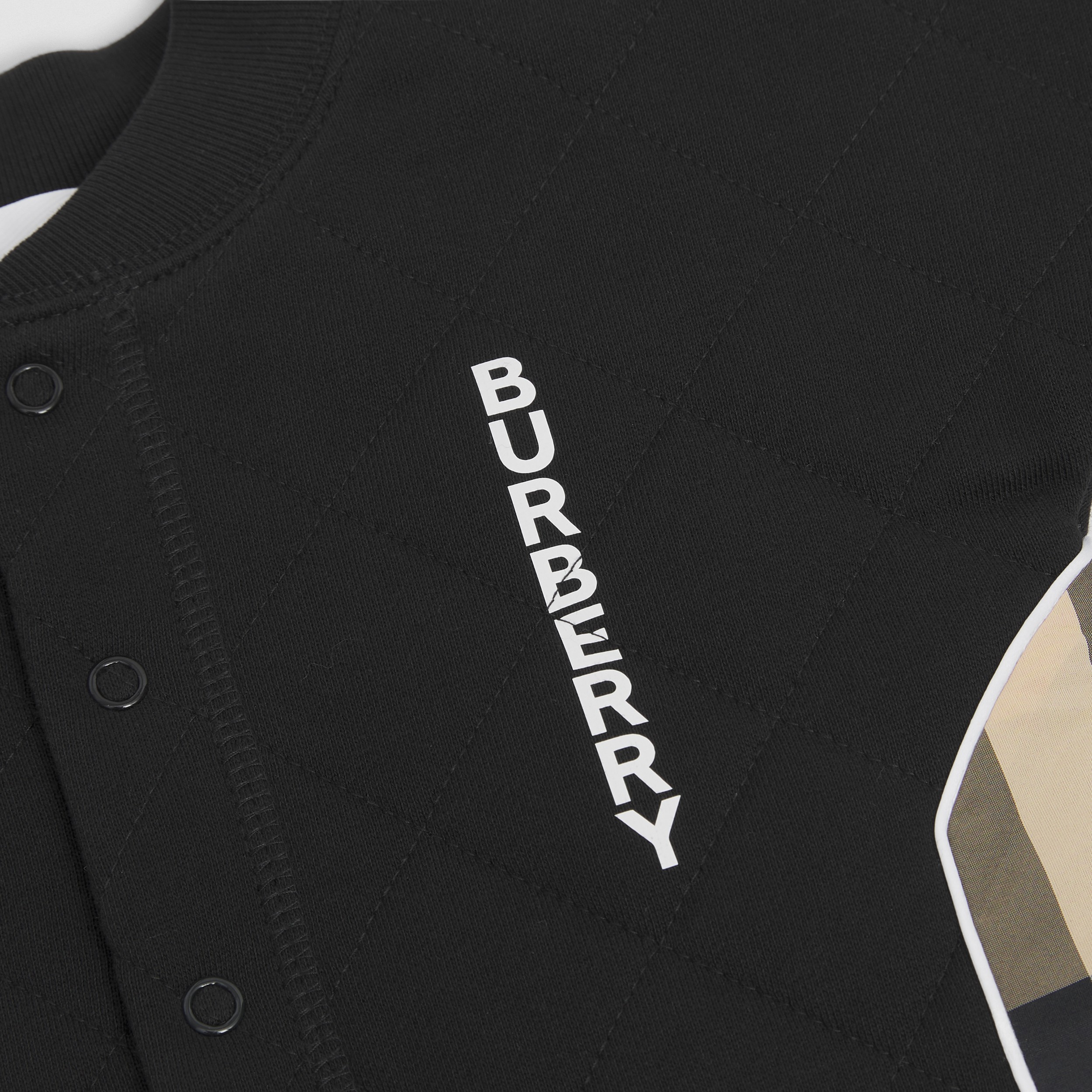 Check Panel Diamond Quilted Cotton Jumpsuit in Black - Children | Burberry® Official - 2