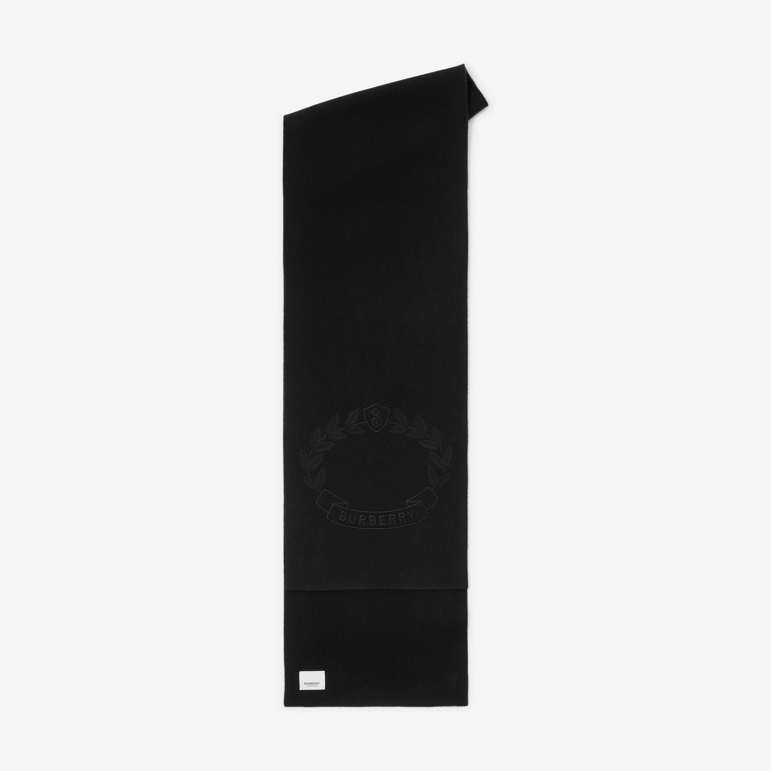 Bufanda en mezcla de cachemir con emblema de hojas de roble bordado (Negro) | Burberry® oficial - 2