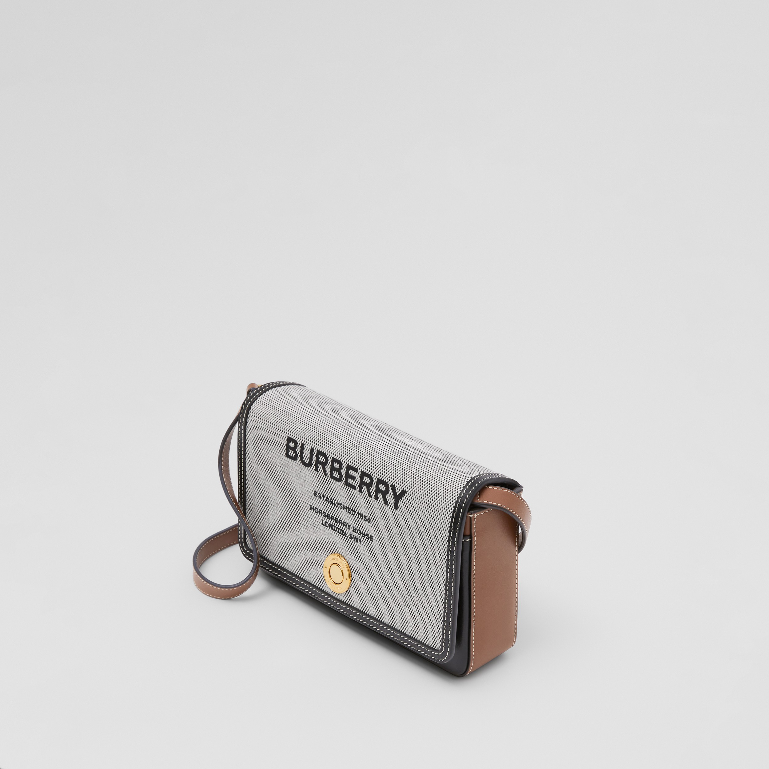 Mini sac Note en toile et cuir Horseferry (Noir/hâle) - Femme | Site officiel Burberry® - 3