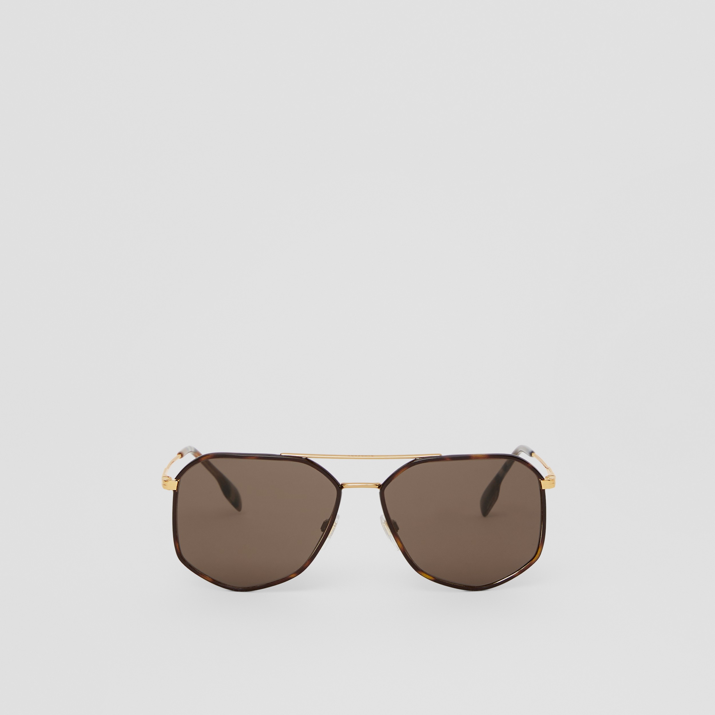 Geometric Frame Sunglasses in Deep Brown/light Gold - Men | Burberry® Official - 1