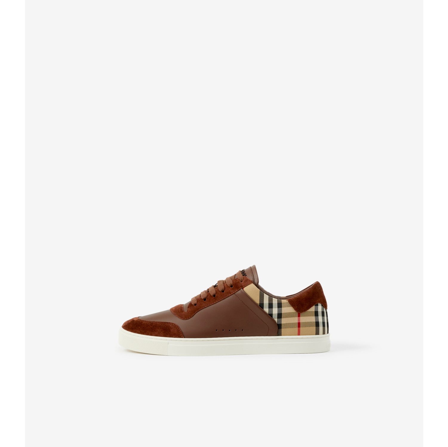 Sneaker in pelle pelle scamosciata e Check Ox beige archivio Uomo Sito ufficiale Burberry