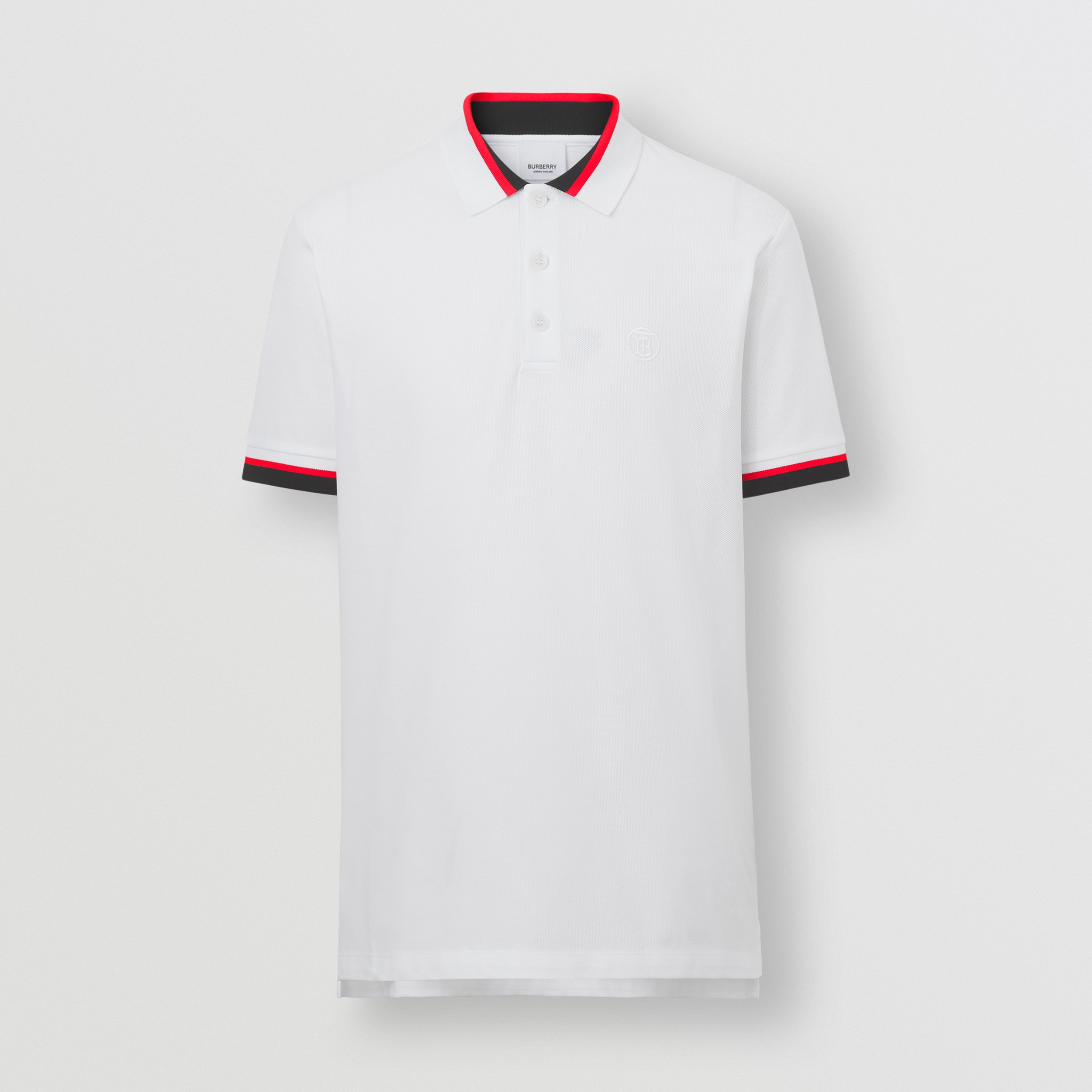 Monogram Motif Cotton Piqué Polo Shirt in White - Men | Burberry® Official - 4
