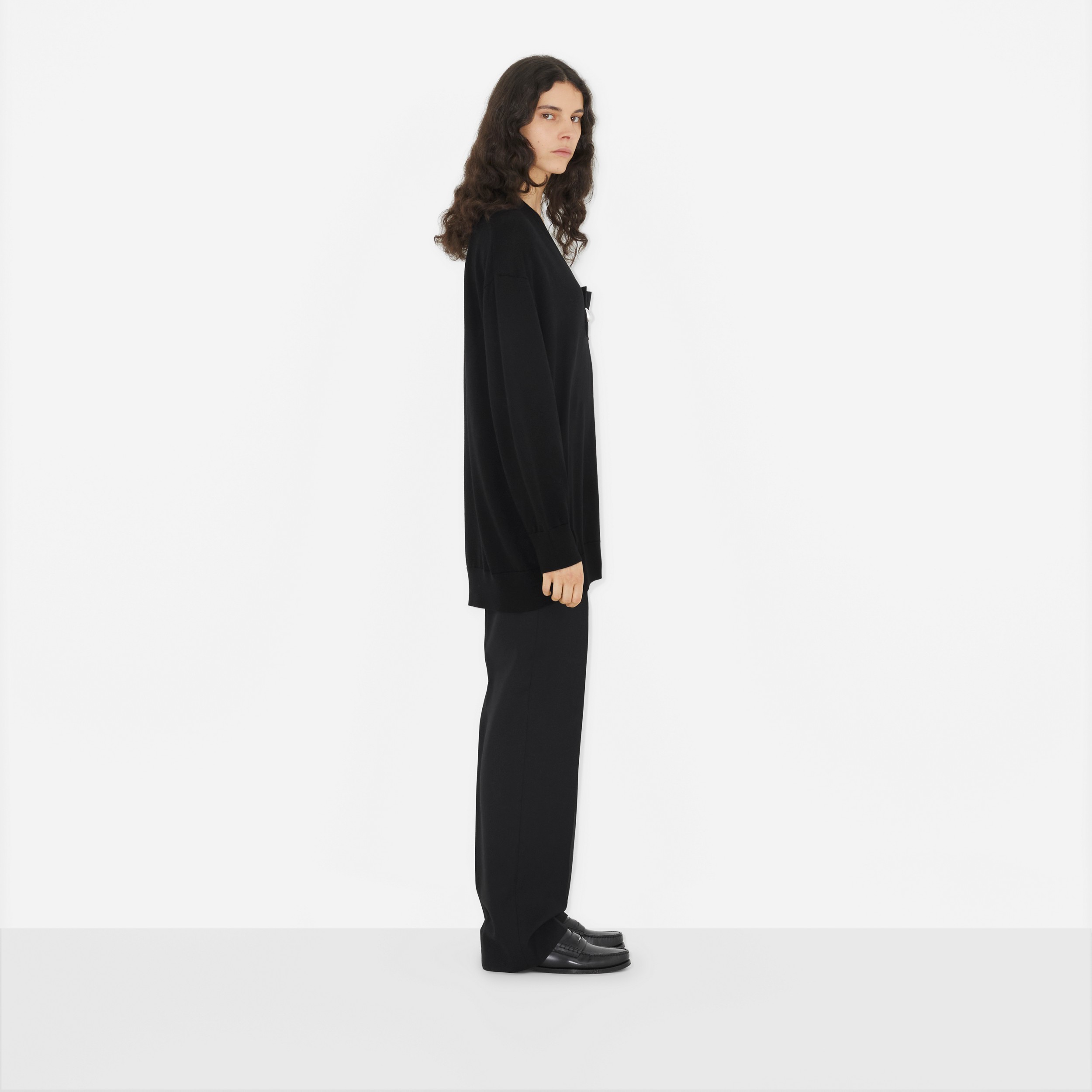 Wool Oversized Sweater in Black - Women | Burberry® Official - 3