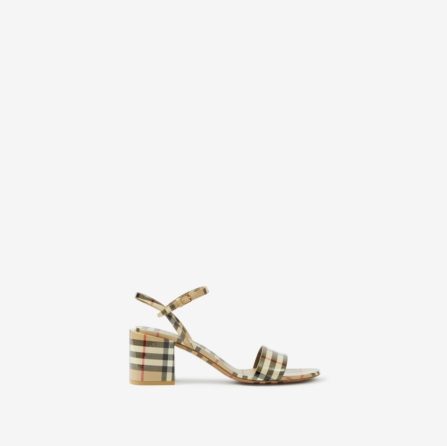 Vintage Check Patent Leather Sandals in Archive Beige - Women | Burberry® Official