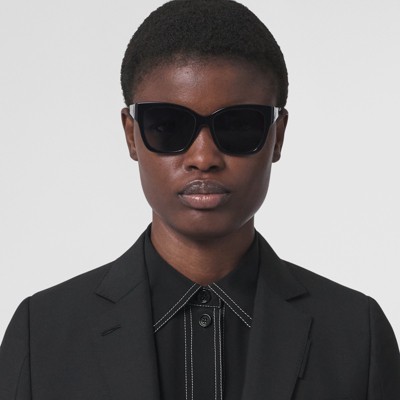 Monogram Motif Square Frame Sunglasses In Black - Women | Burberry ...