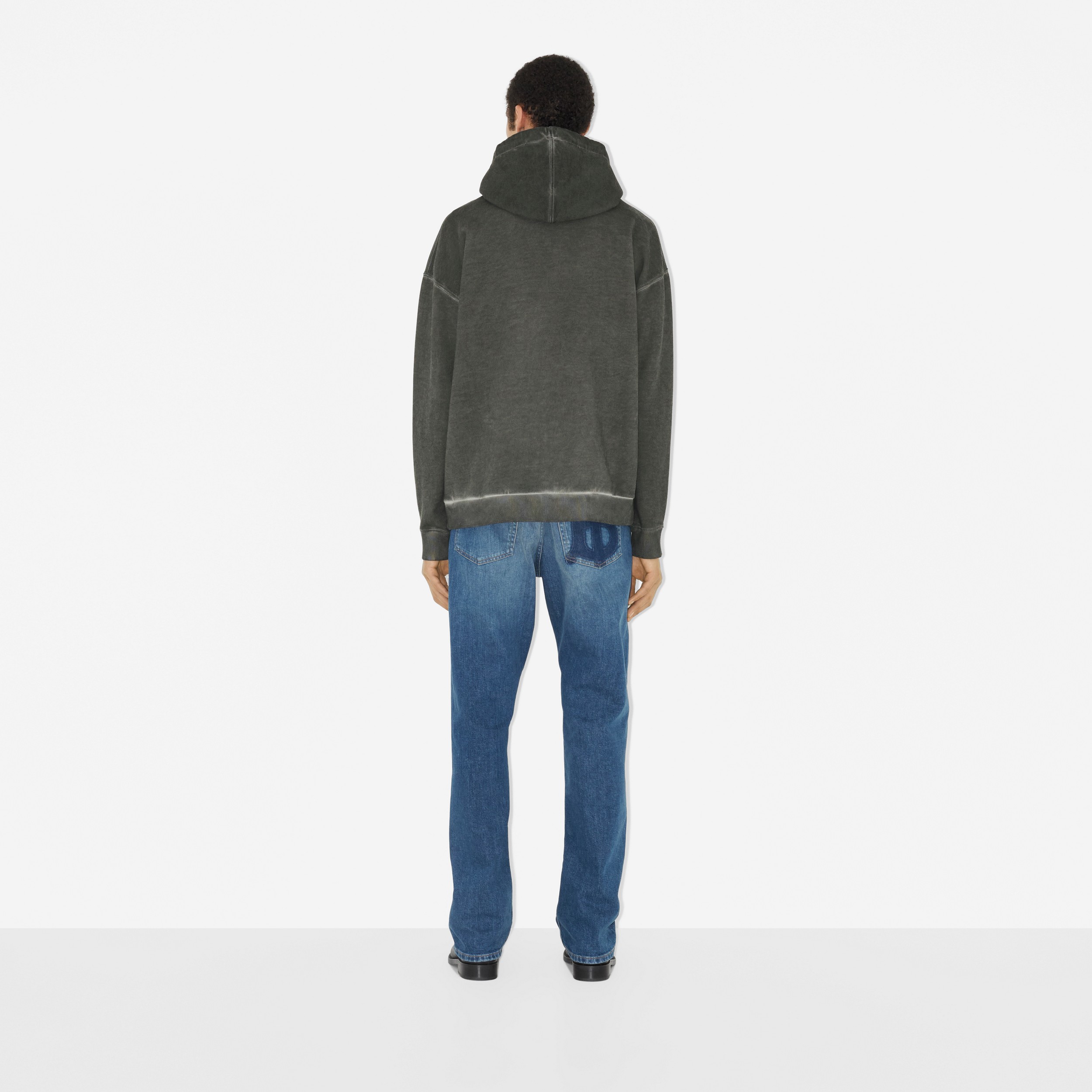 Blusa de moletom com capuz oversize em algodão com monograma (Cinza Grafite) - Homens | Burberry® oficial - 4