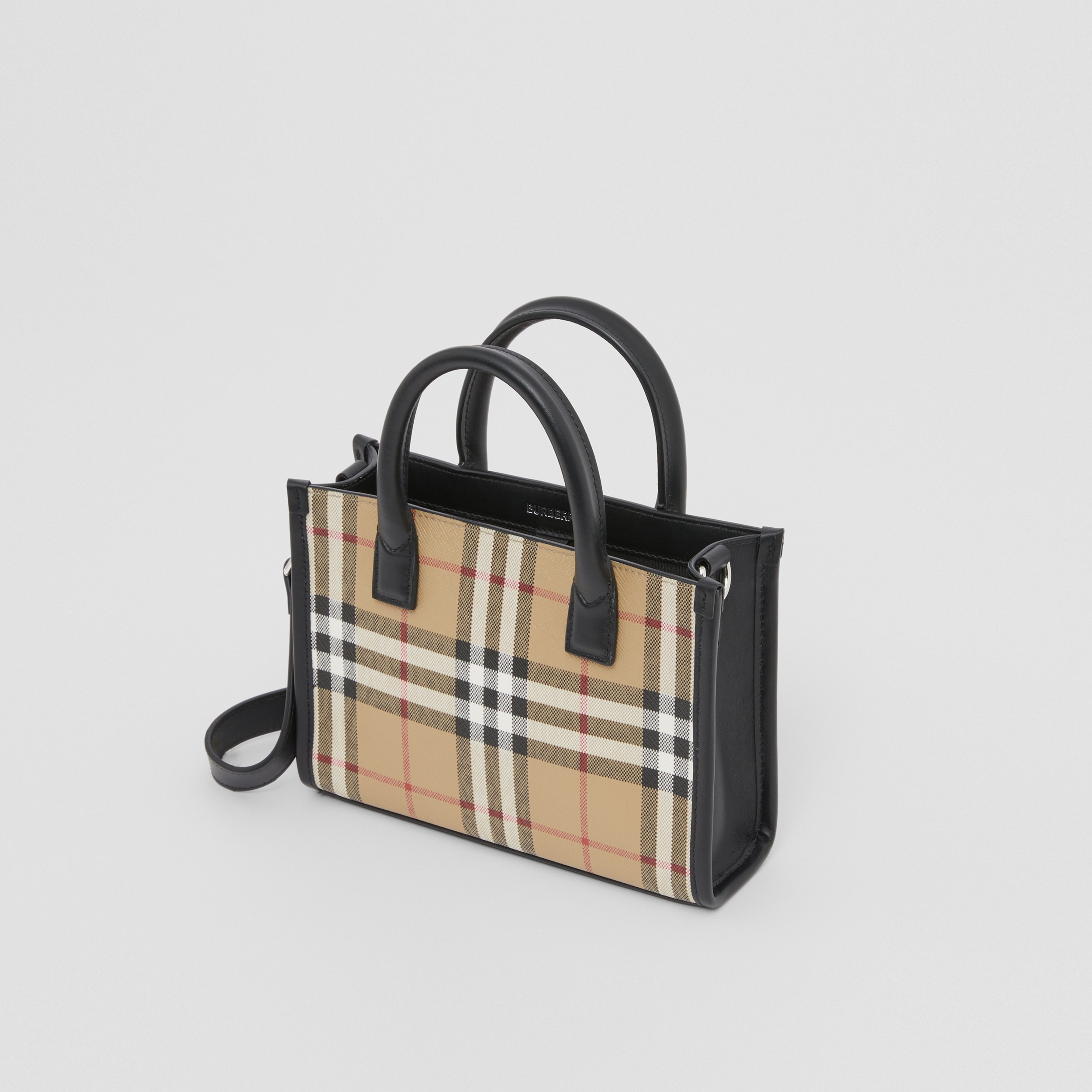 Mini Vintage Check and Leather Tote in Archive Beige | Burberry® Official - 3