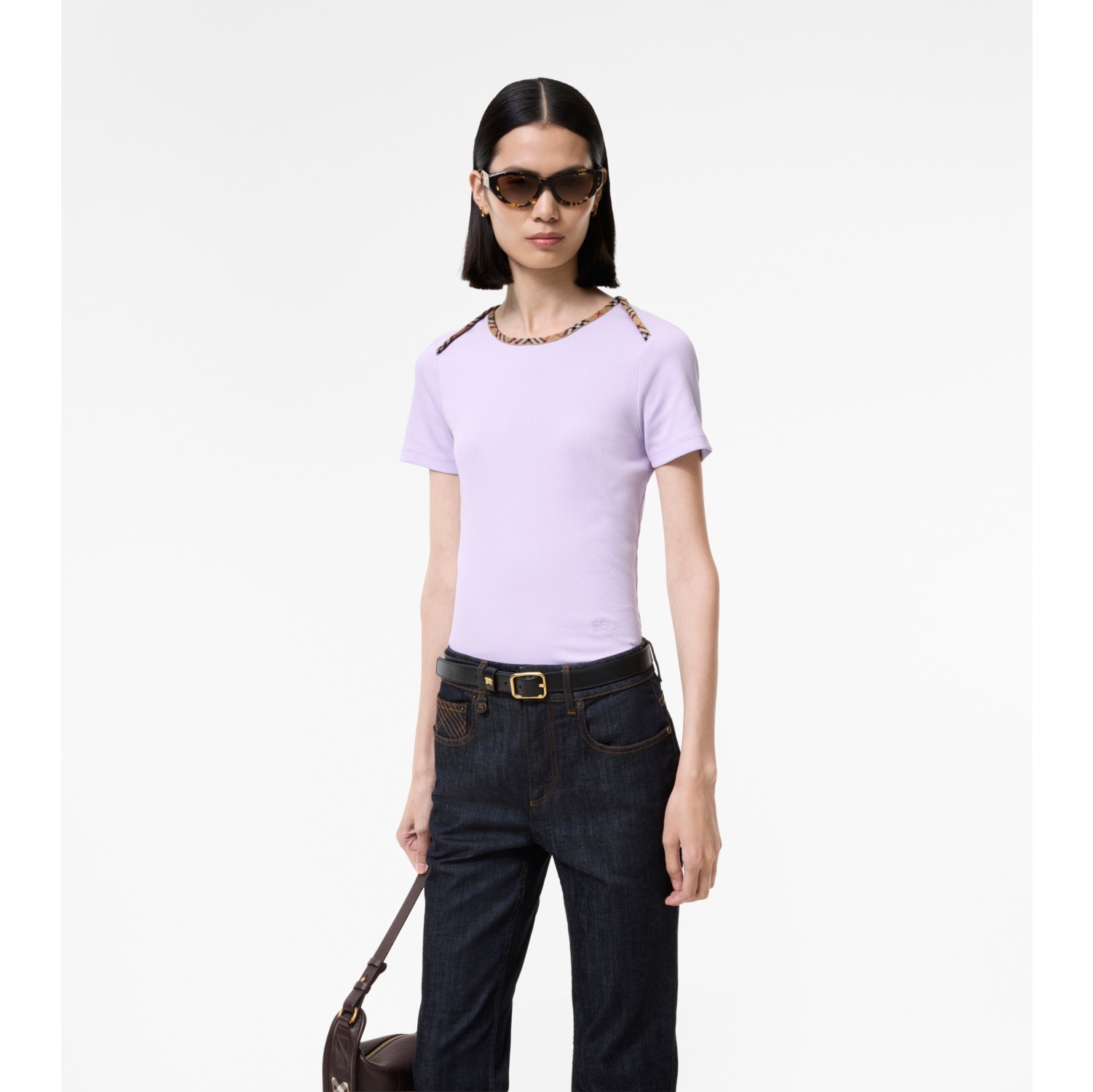 T-shirt en coton stretch avec Check