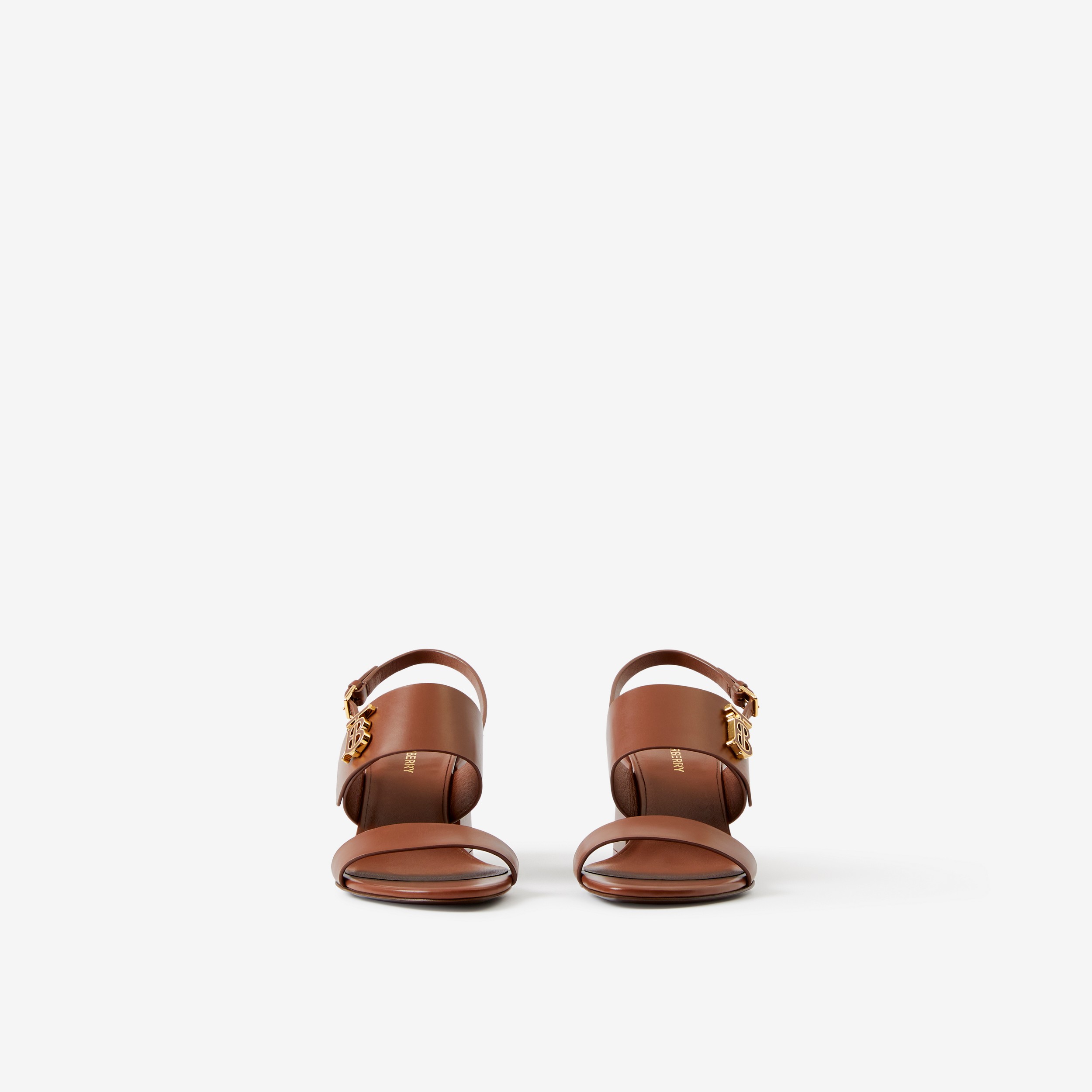 Sandálias de couro com monograma (Marrom Cone  Pinho) - Mulheres | Burberry® oficial - 2