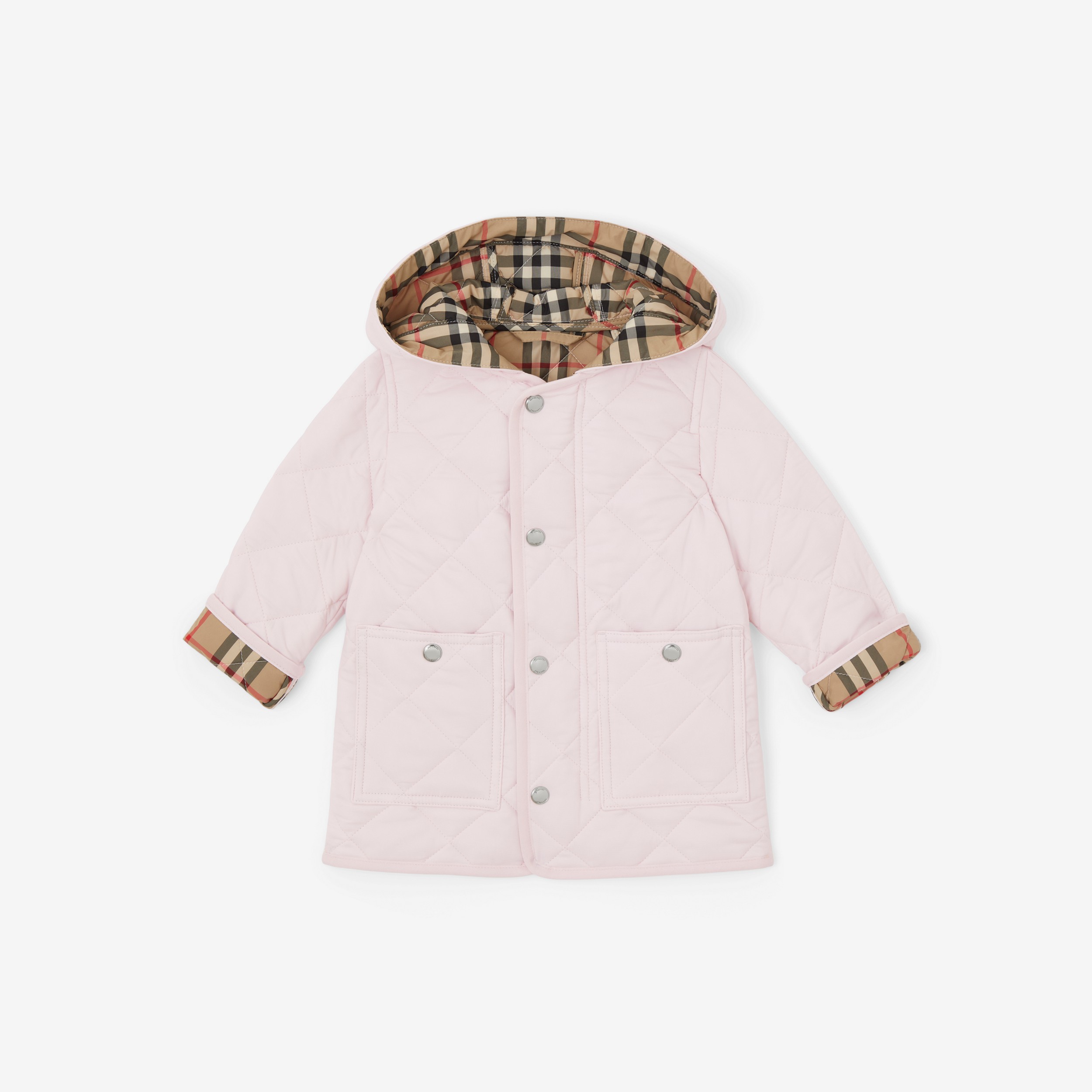 Diamond Quilted Nylon Hooded Jacket in Alabaster Pink - Children | Burberry® Official - 1