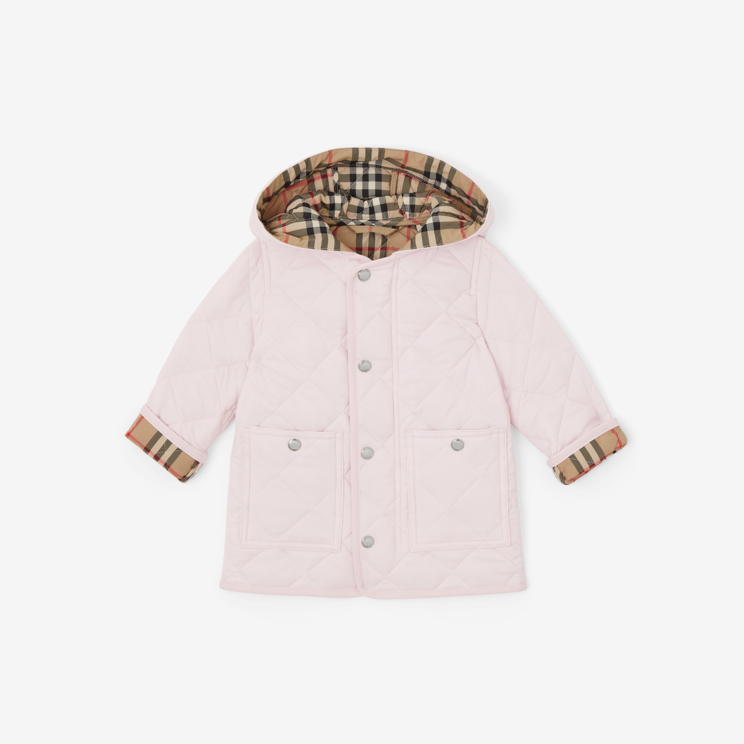 Diamond Quilted Nylon Hooded Jacket in Alabaster Pink - Children | Burberry®  Official