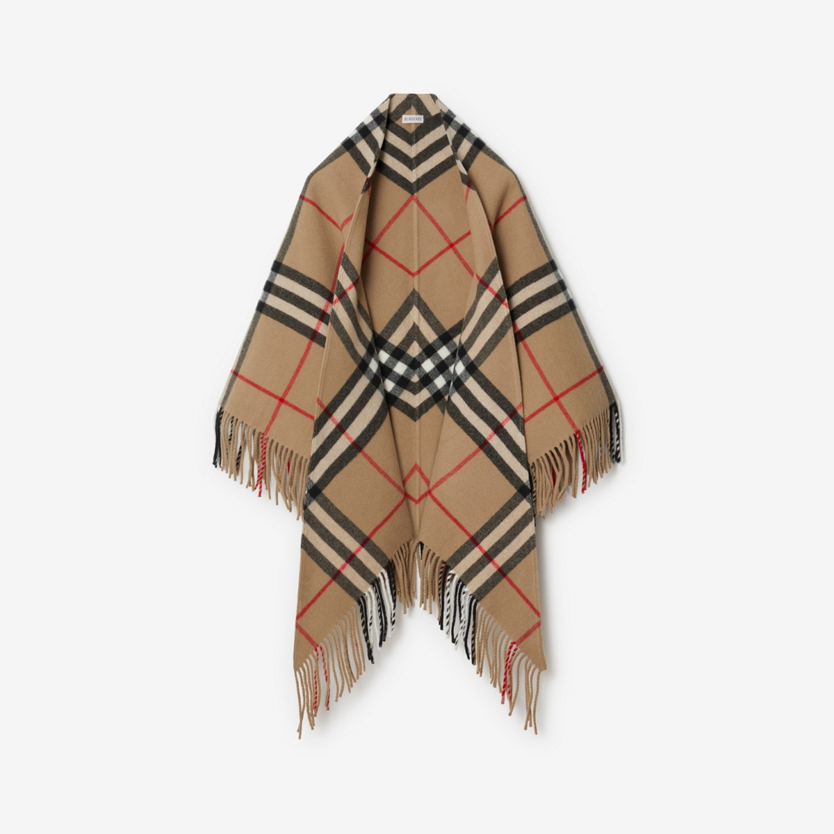 Shop Burberry Check Wool Cape In Archive Beige