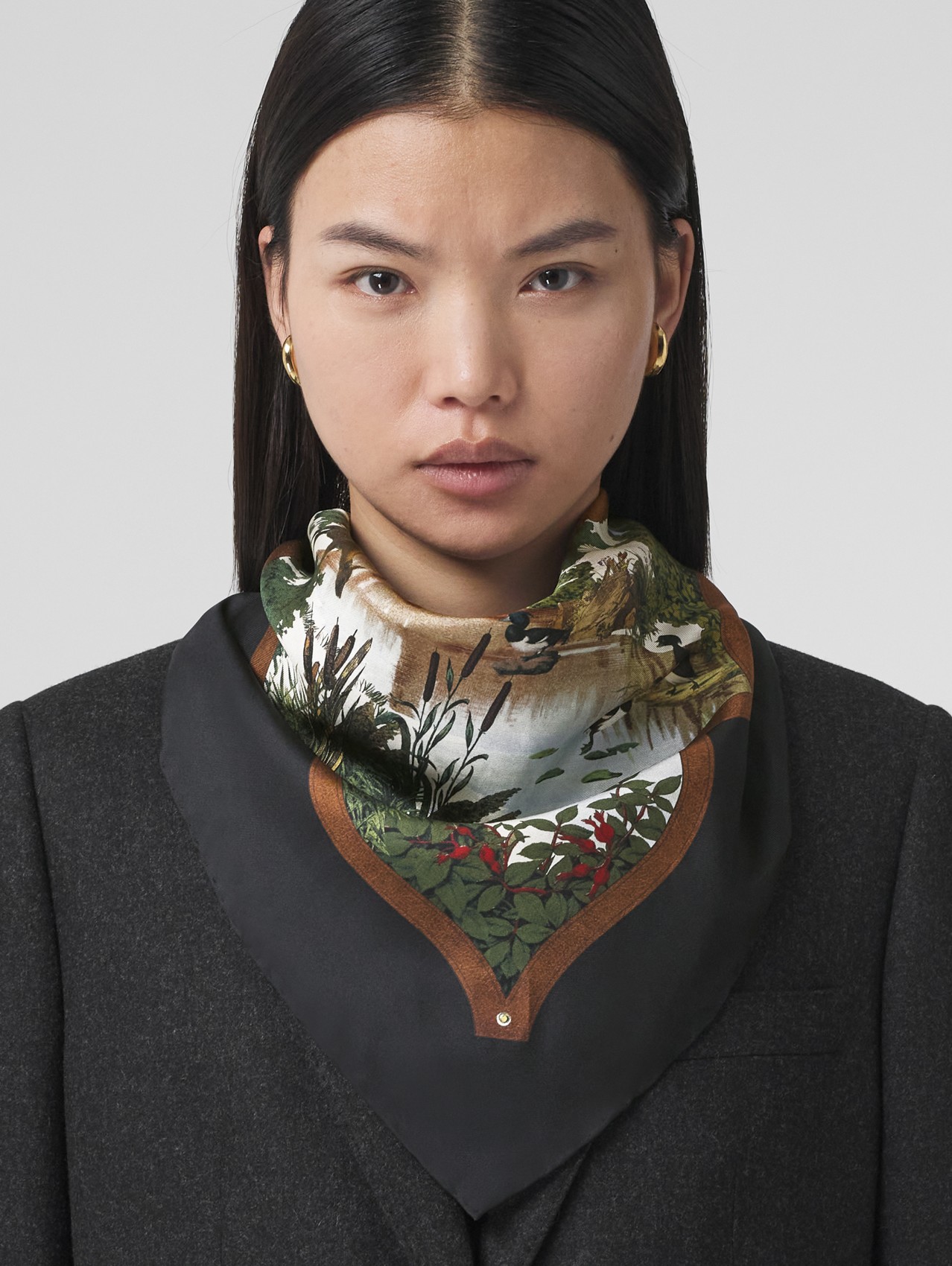 Archive Scarf Print Silk Square Scarf in Bridle Brown