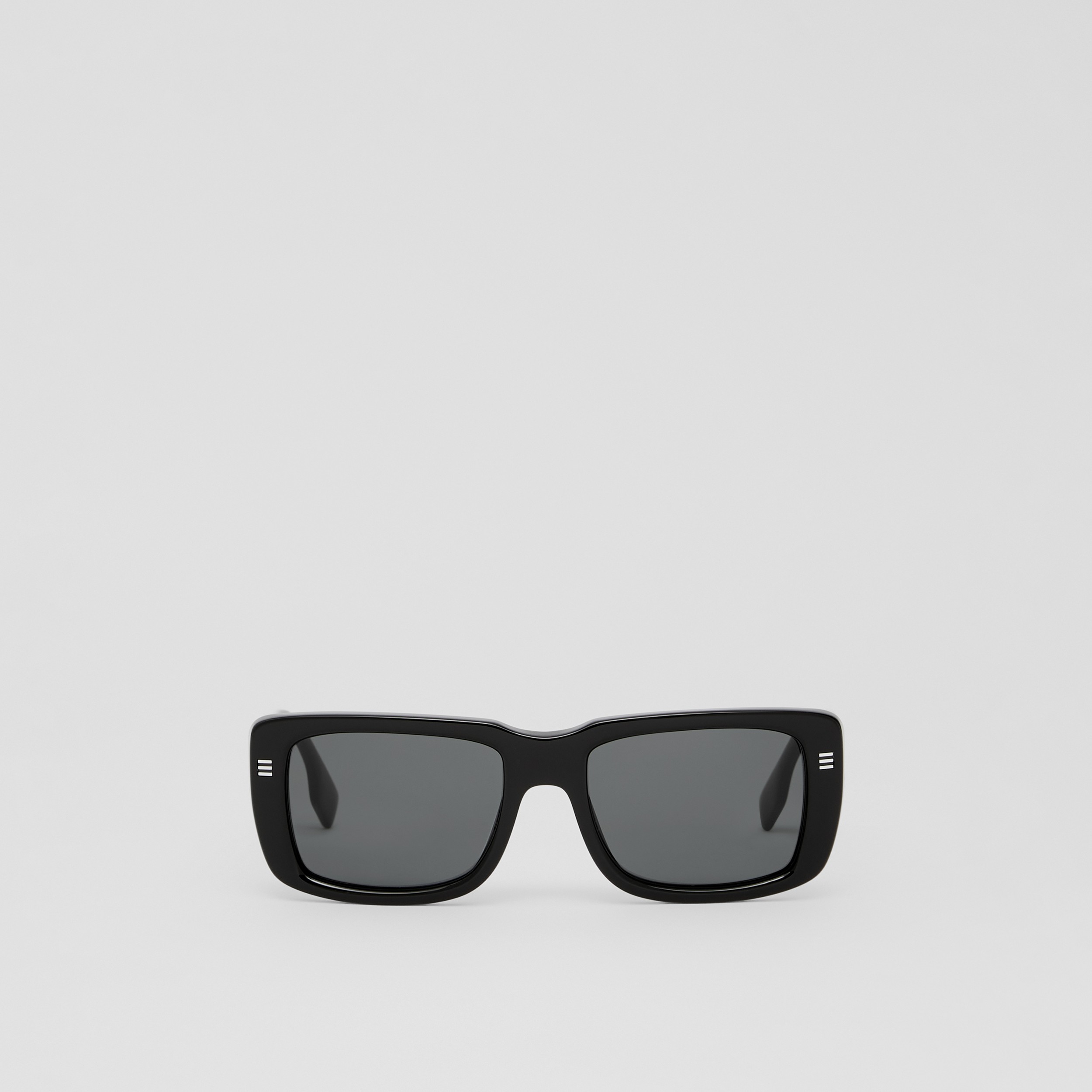 Logo Detail Rectangular Frame Sunglasses in Black - Men | Burberry® Official - 1