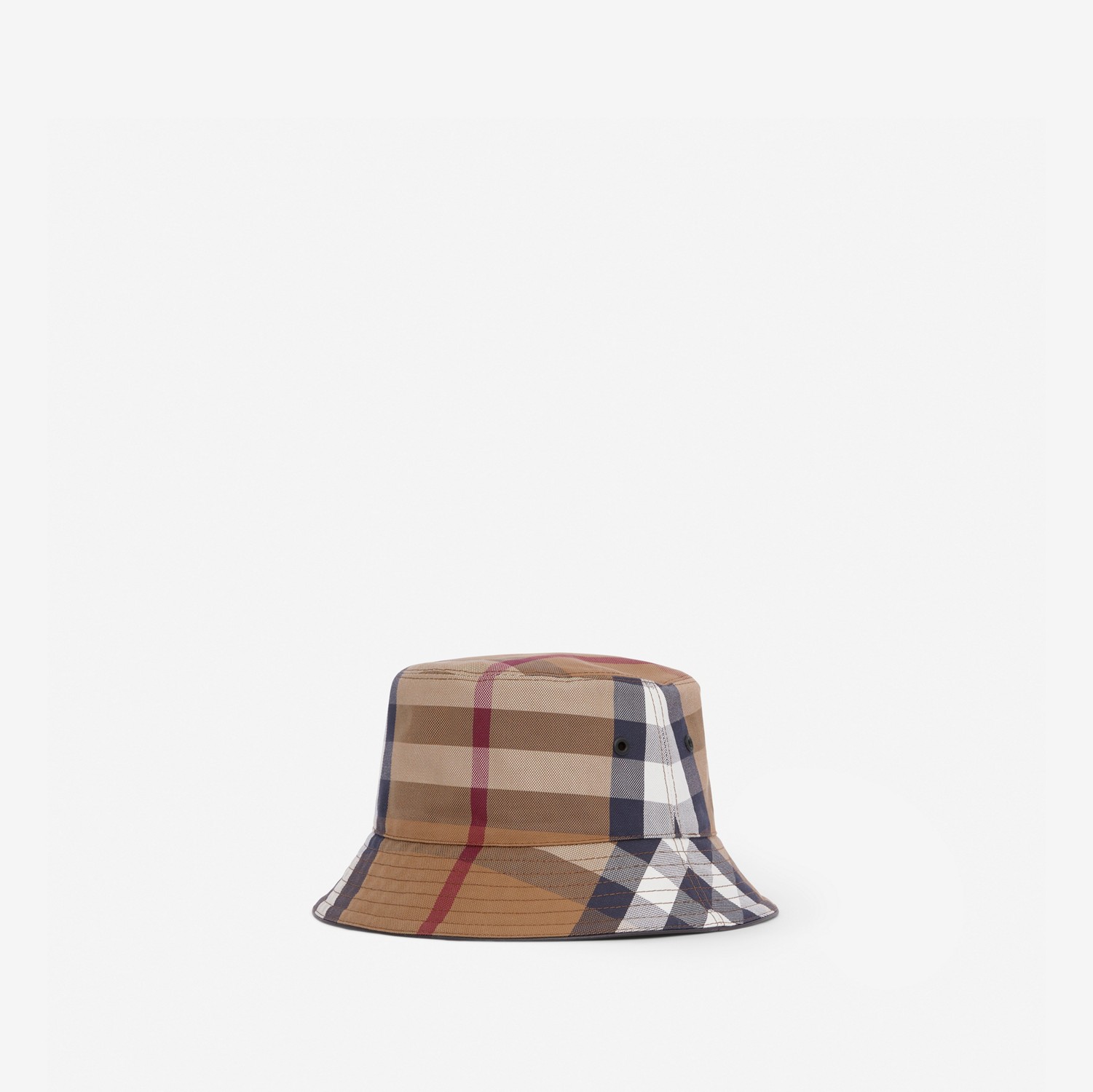 Exaggerated Check Cotton Canvas Bucket Hat in Birch Brown | Burberry® Official