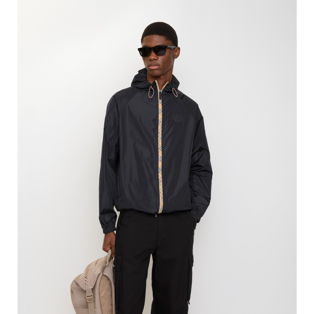  Check er-tape Nylon Hooded Jacket