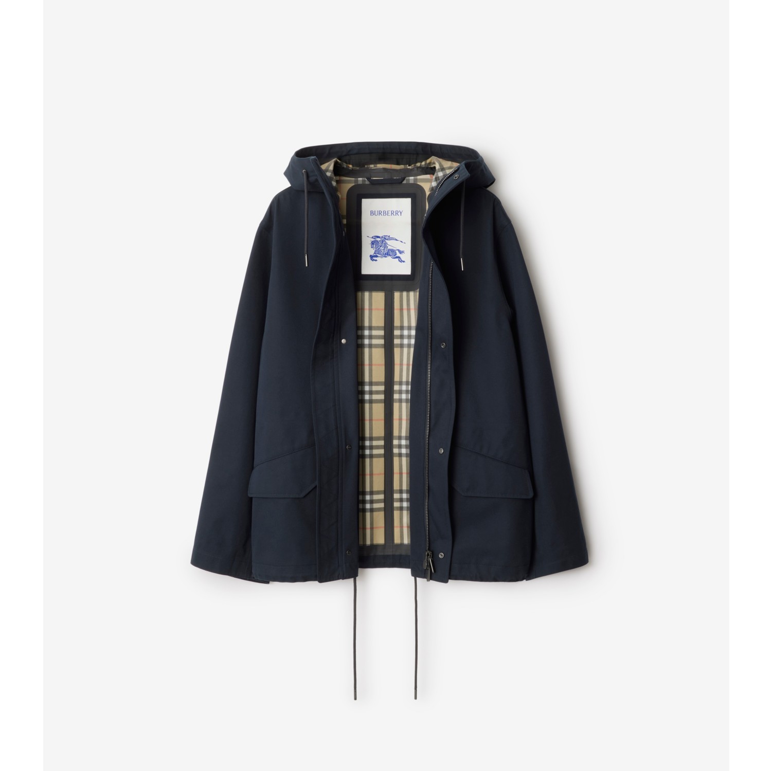Parka courte en gabardine liée