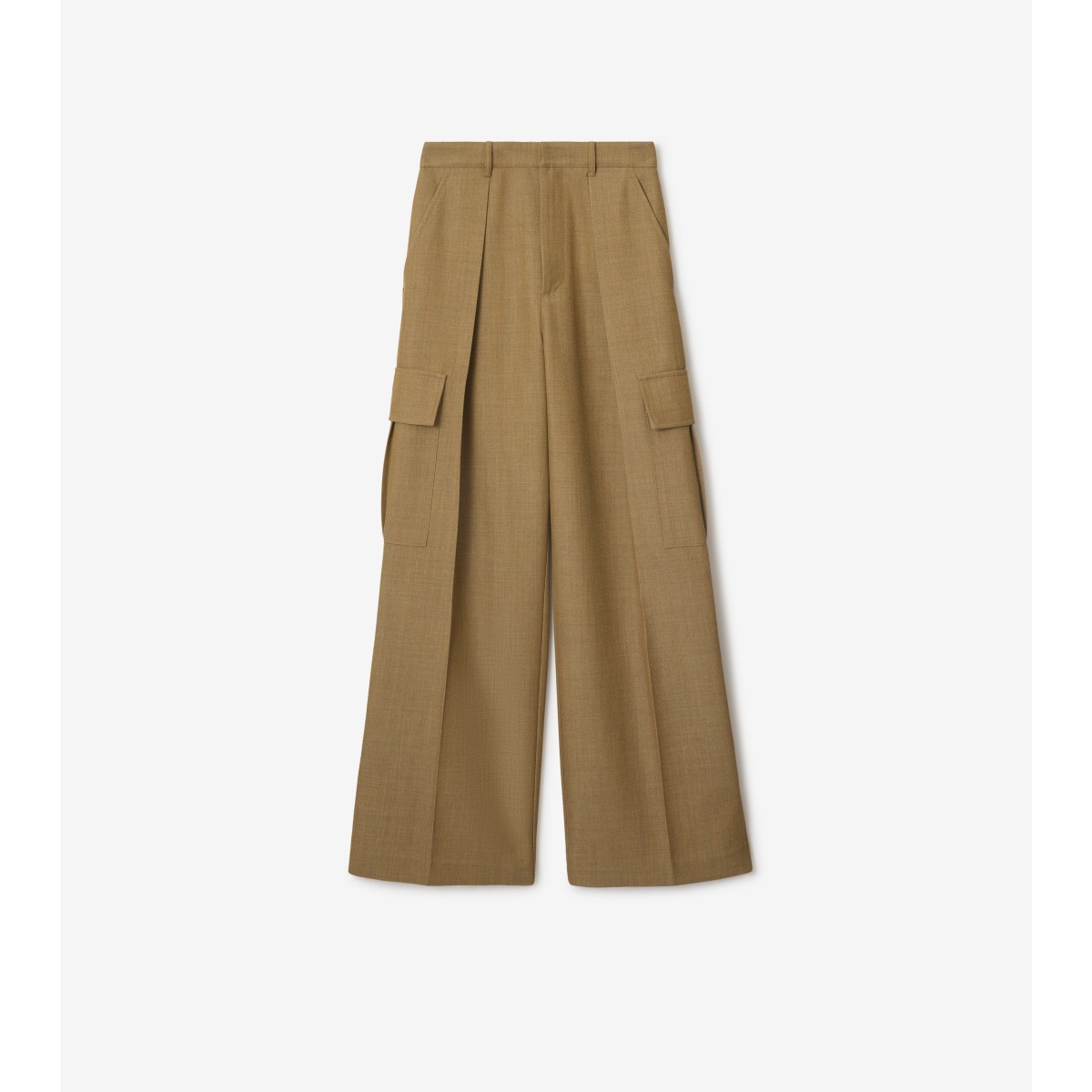 Shop Burberry Wool Cargo Trousers In Beige/honey