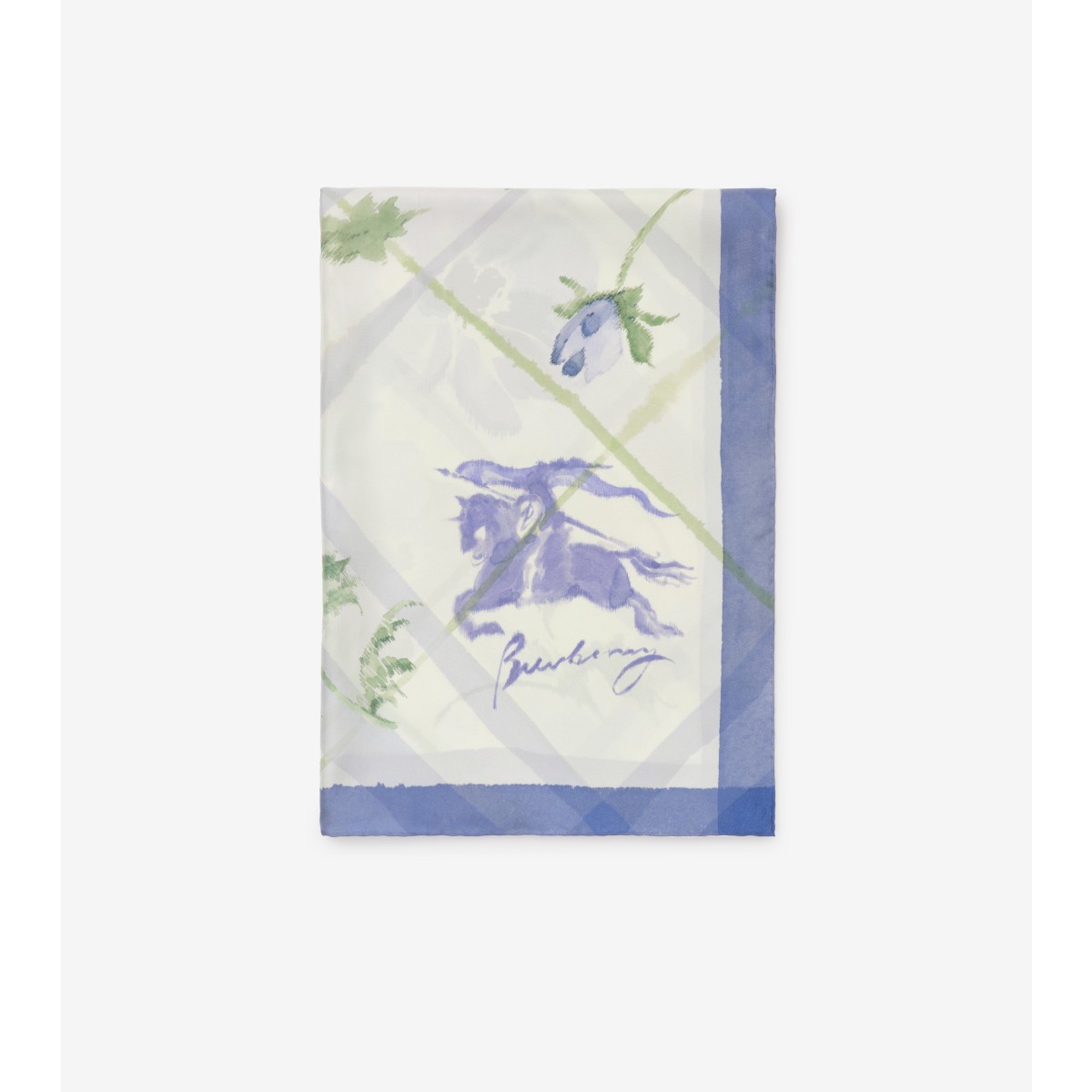  Check Wide Watercolour Silk Scarf