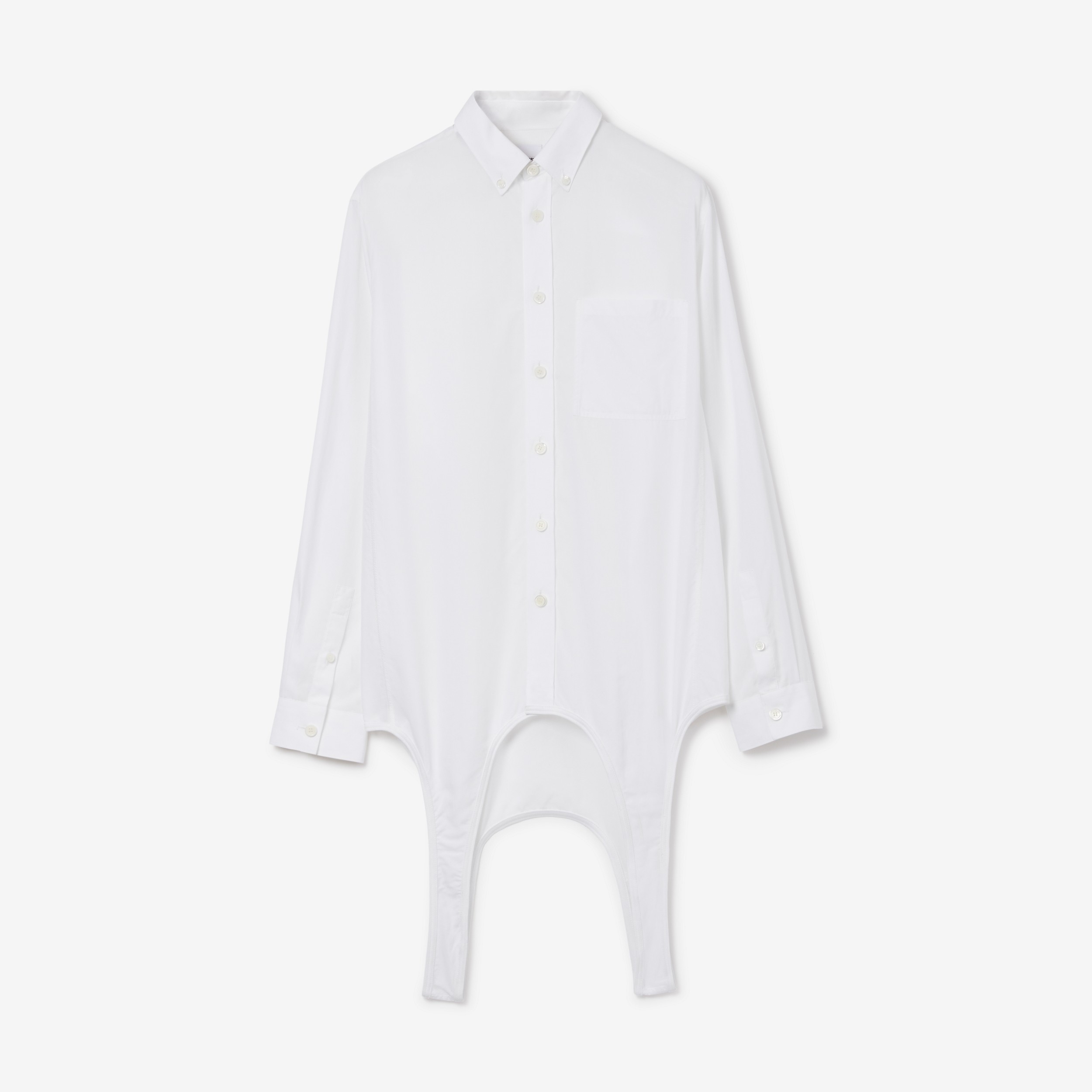 Camisa com colarinho abotoado em modelagem reconstruída (Branco) - Homens | Burberry® oficial - 1