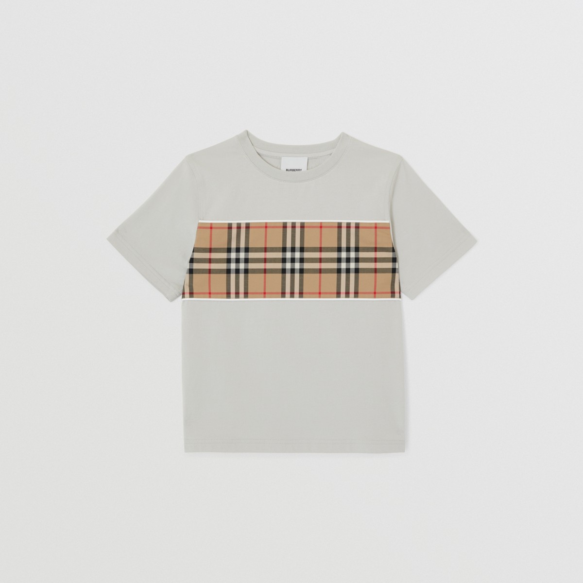 Burberry Kids Vintage Check Panel T-shirt (3-14 Years) In Soft Silver Grey