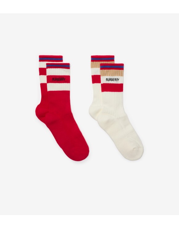 Two-piece Logo Stripe Cotton Blend Socks Set