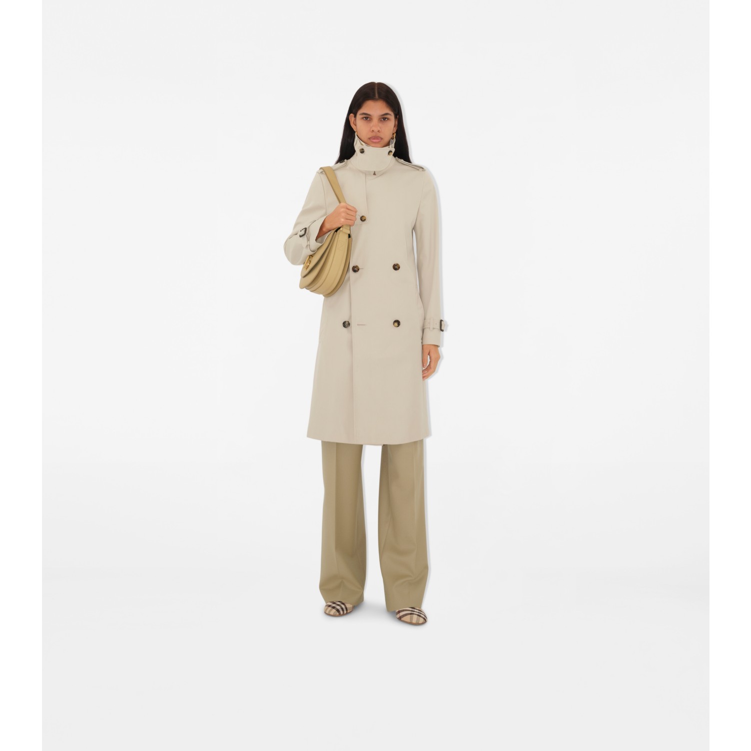 Mid-length Cotton Blend Trench Coat