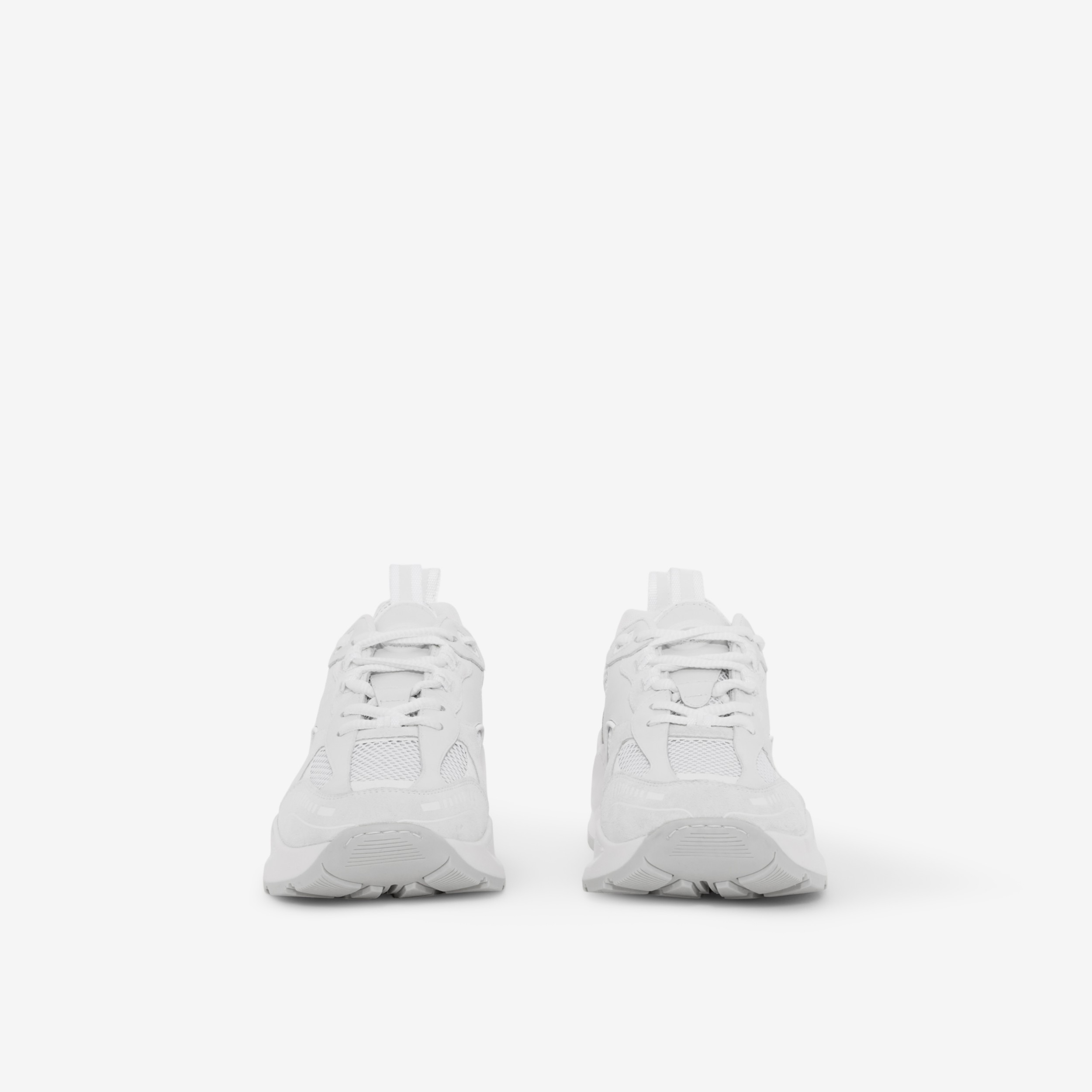 Logo Embossed Leather, Suede and Mesh Sneakers in White - Women | Burberry® Official - 2