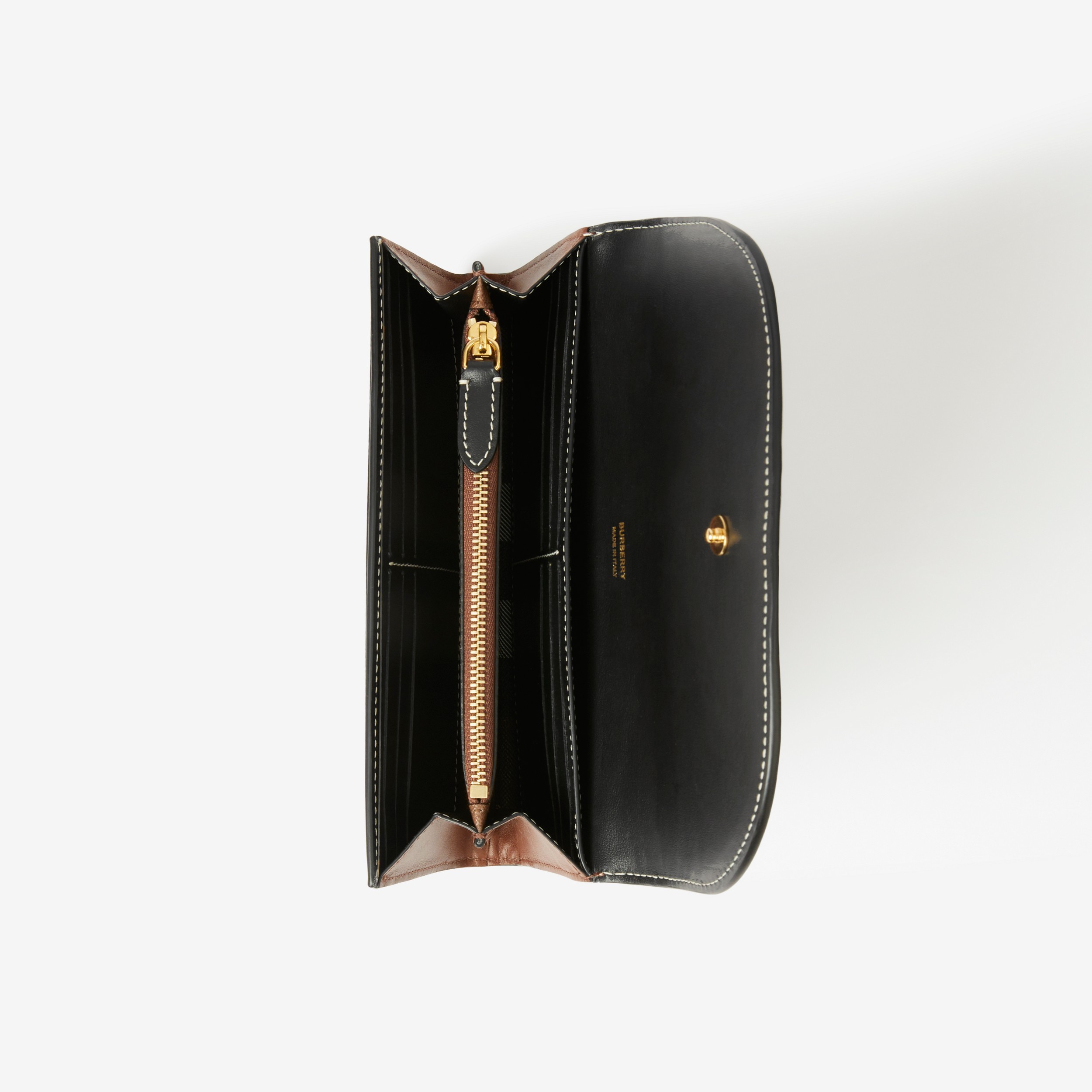 Brieftasche im Kontinentalformat aus Karogewebe und Leder (Dunkles Birkenbraun) - Damen | Burberry® - 4
