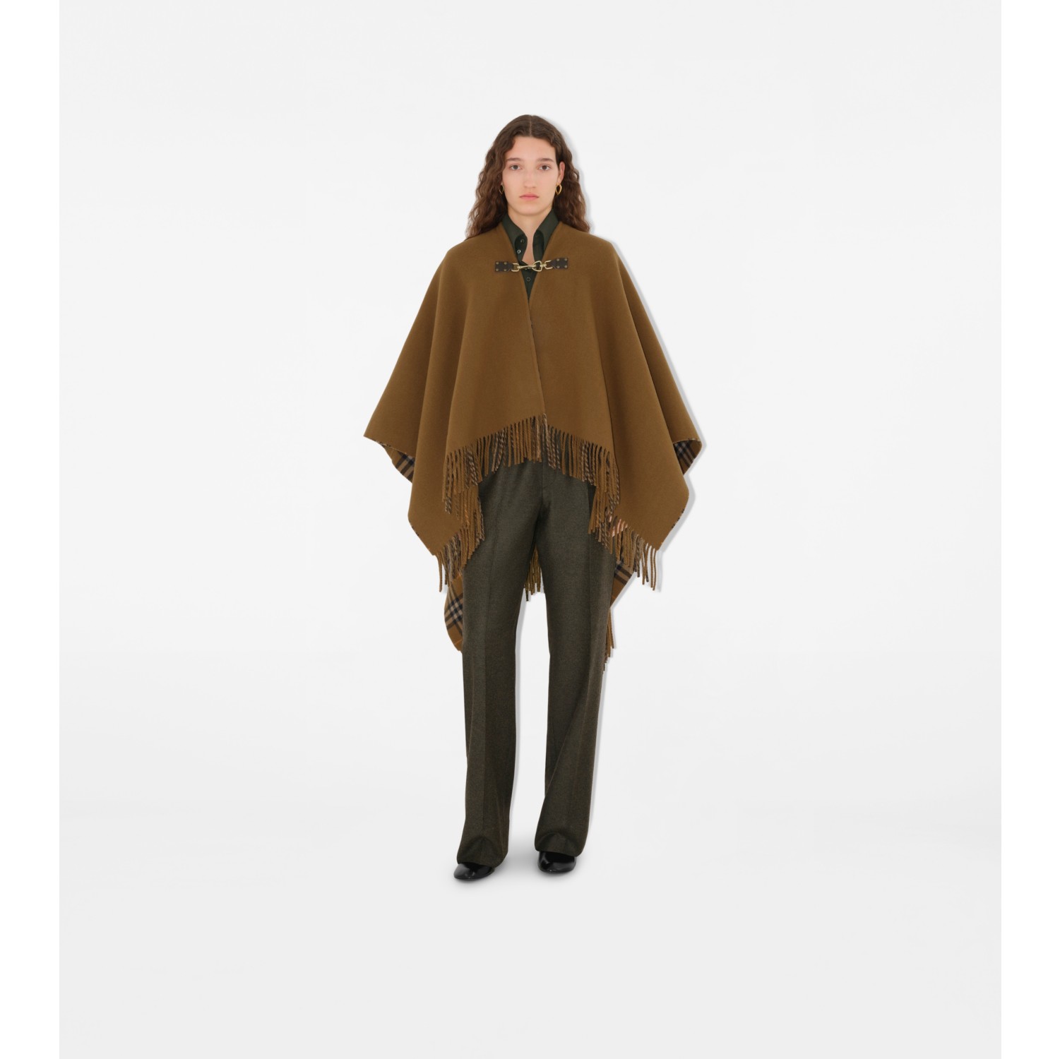 Check Wool Cape