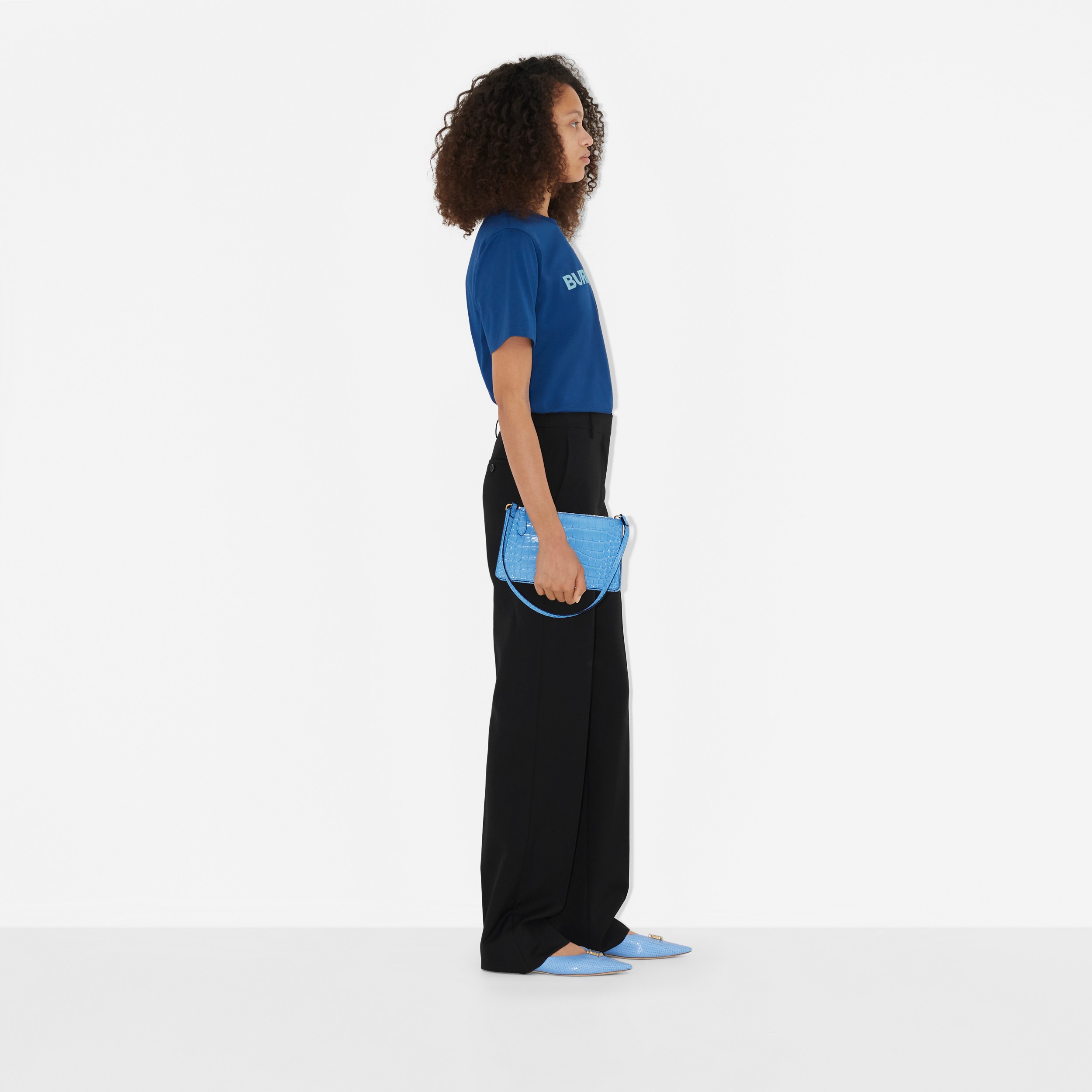 Camiseta de algodão com estampa de logotipo (Azul Marinho Enriquecido) - Mulheres | Burberry® oficial - 3