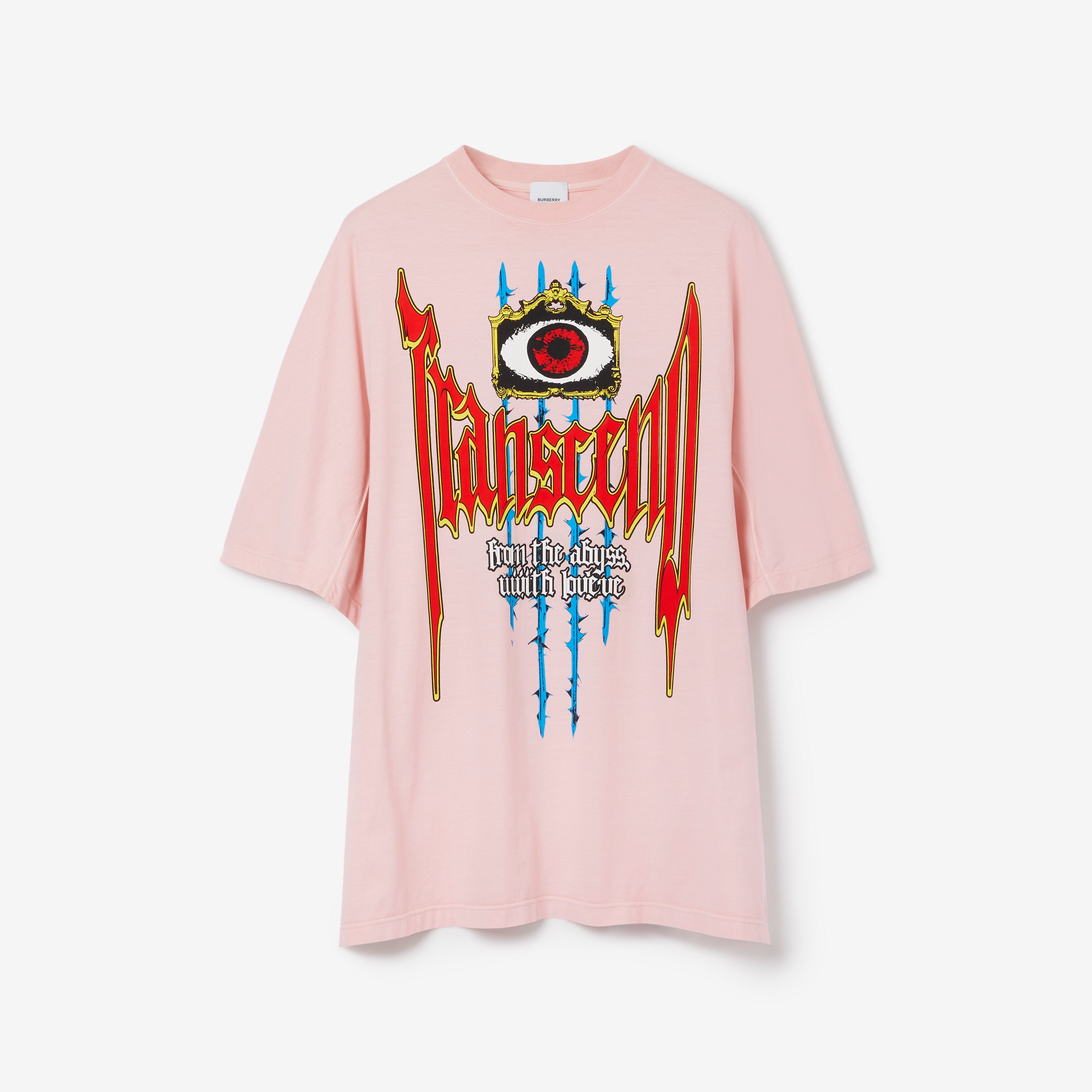 スローガンプリント コットン オーバーサイズTシャツ (ソルベピンク) - メンズ | Burberry®公式サイト - 1