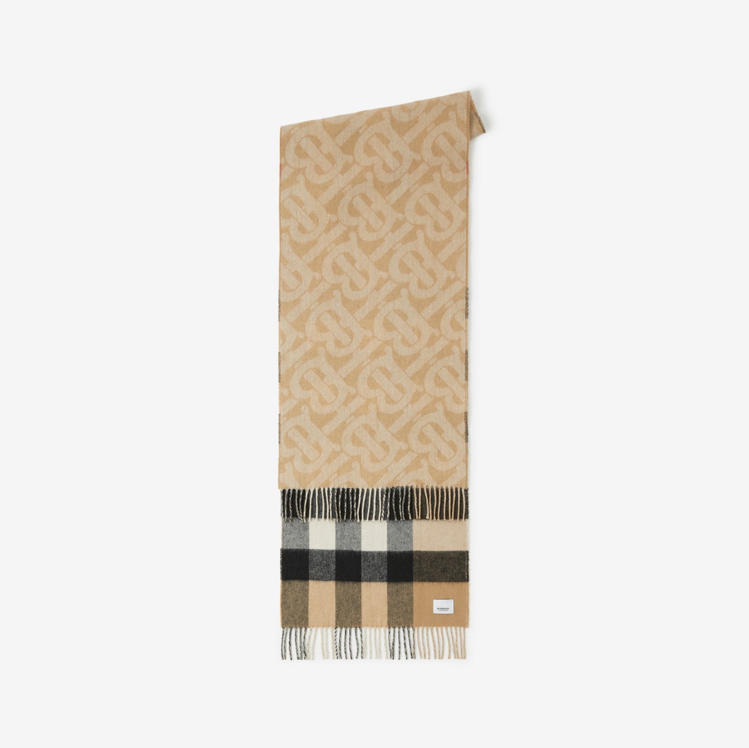 双面两用格纹羊绒围巾 (典藏米色) | Burberry® 博柏利官网
