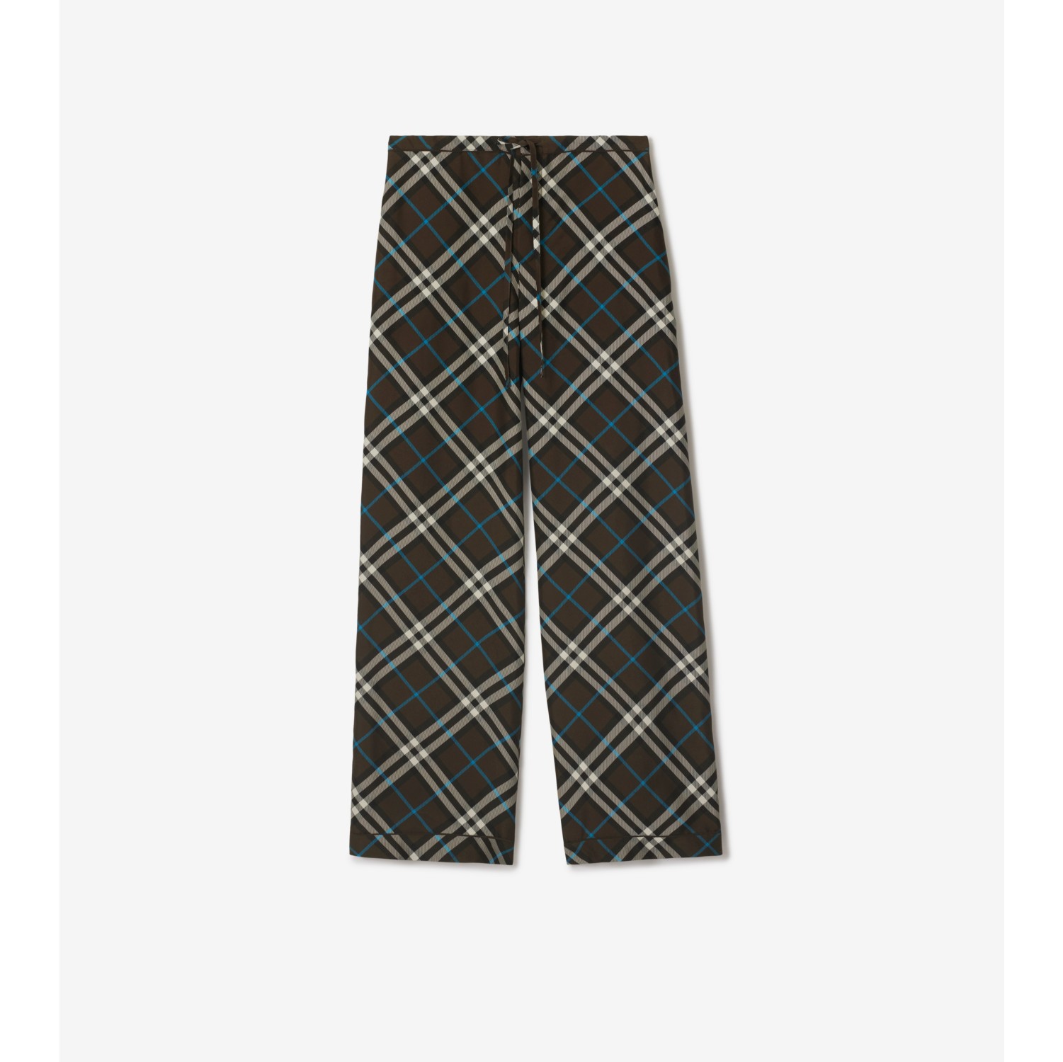 Check Silk Pyjama Trousers in Snug Women Burberry Official