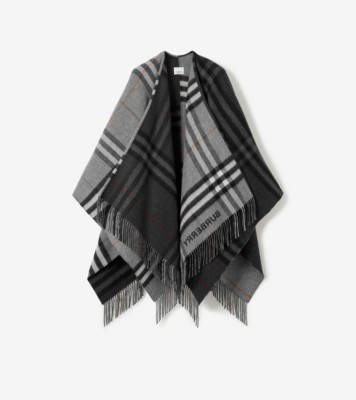 Burberry Gray Contrast Check Scarf