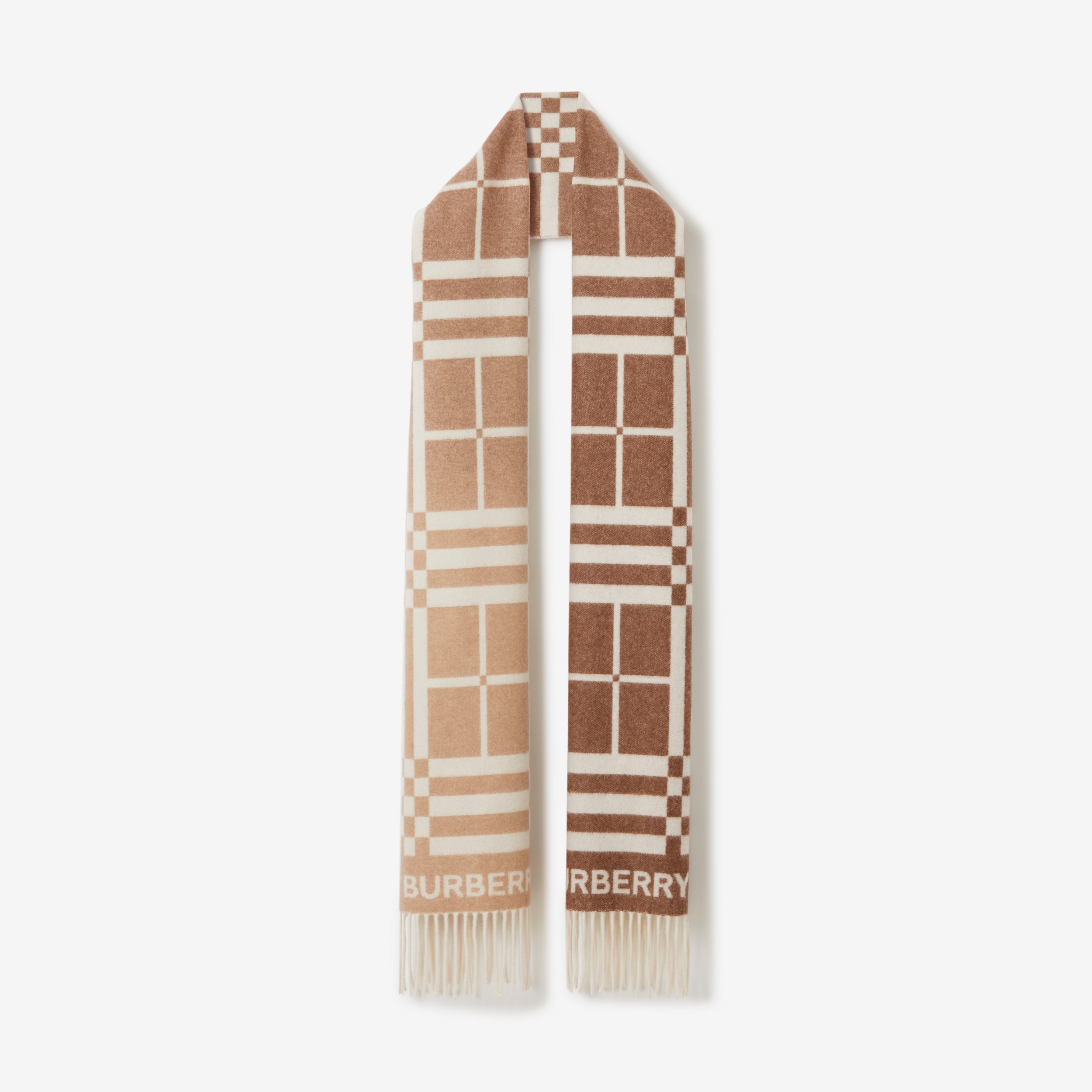 Ombré Check Cashmere Jacquard Scarf in Archive Beige | Burberry® Official - 1