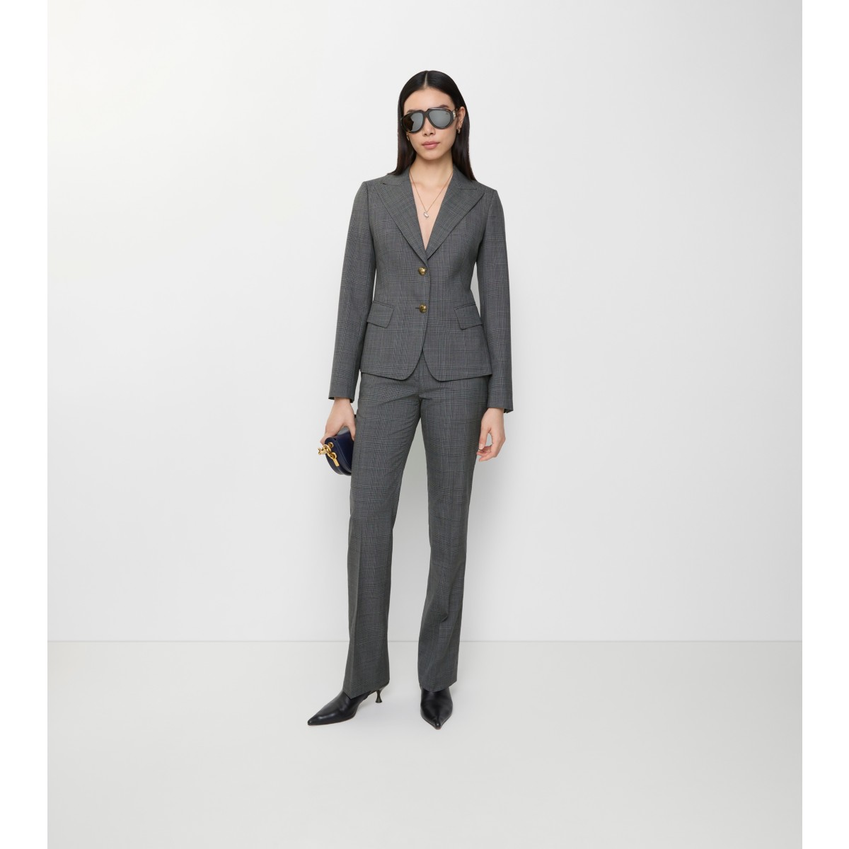  Check Wool Tailored Trousers